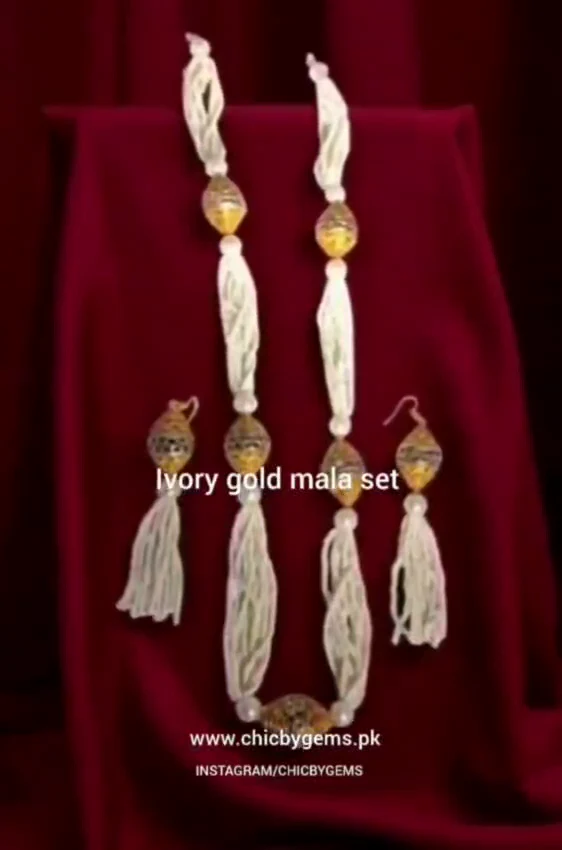 chic by gems | ivory gold mala set