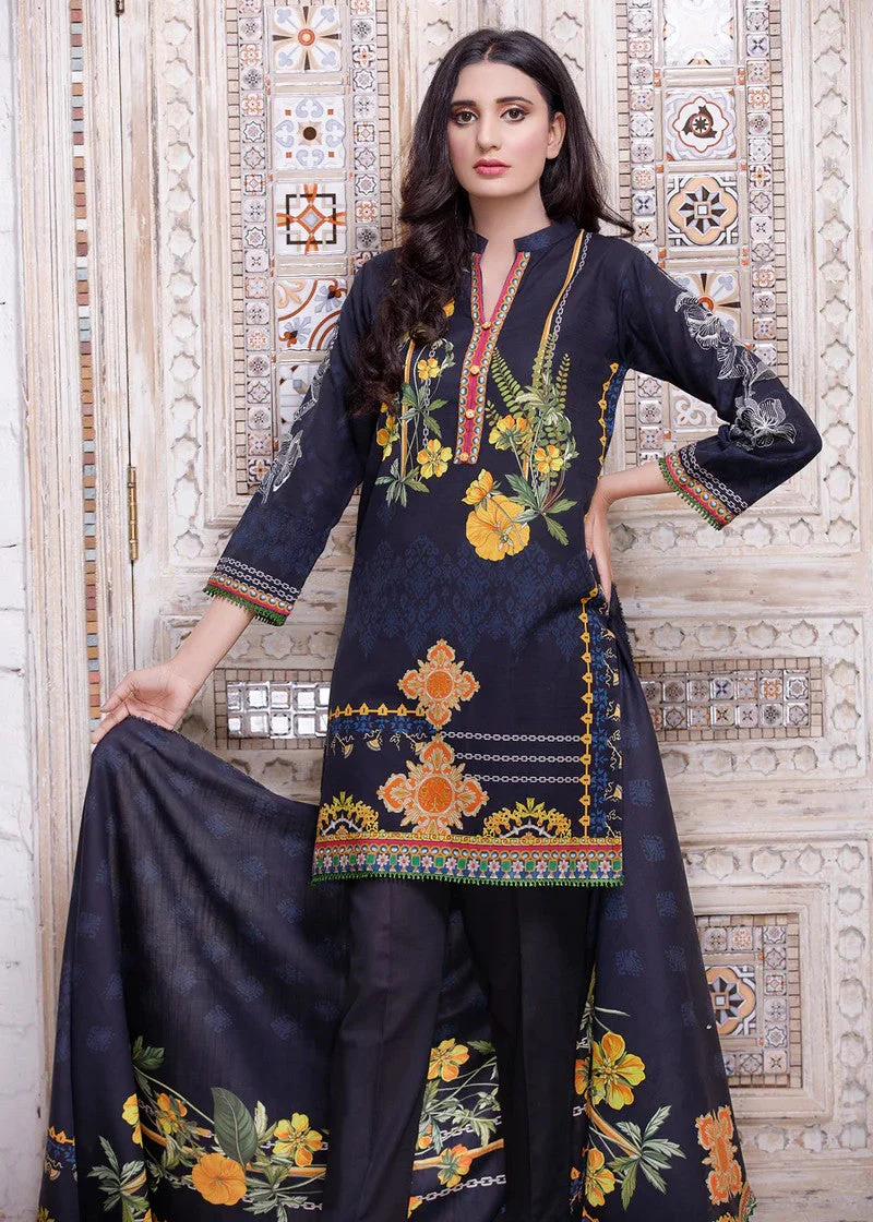 3 Piece - Dark Blue Embroidered Ziba Khaddar Suit 4 3 Piece - Dark Blue Embroidered Ziba Khaddar Suit