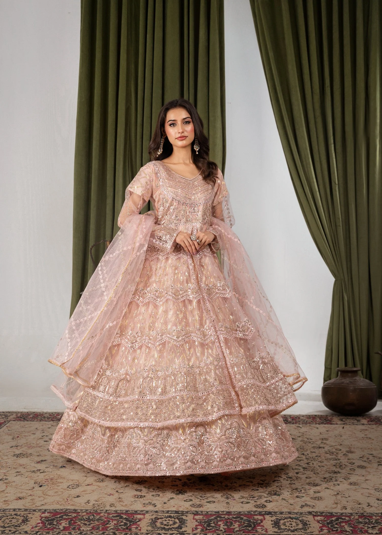 Ayleen Double Frill Peach Maxi