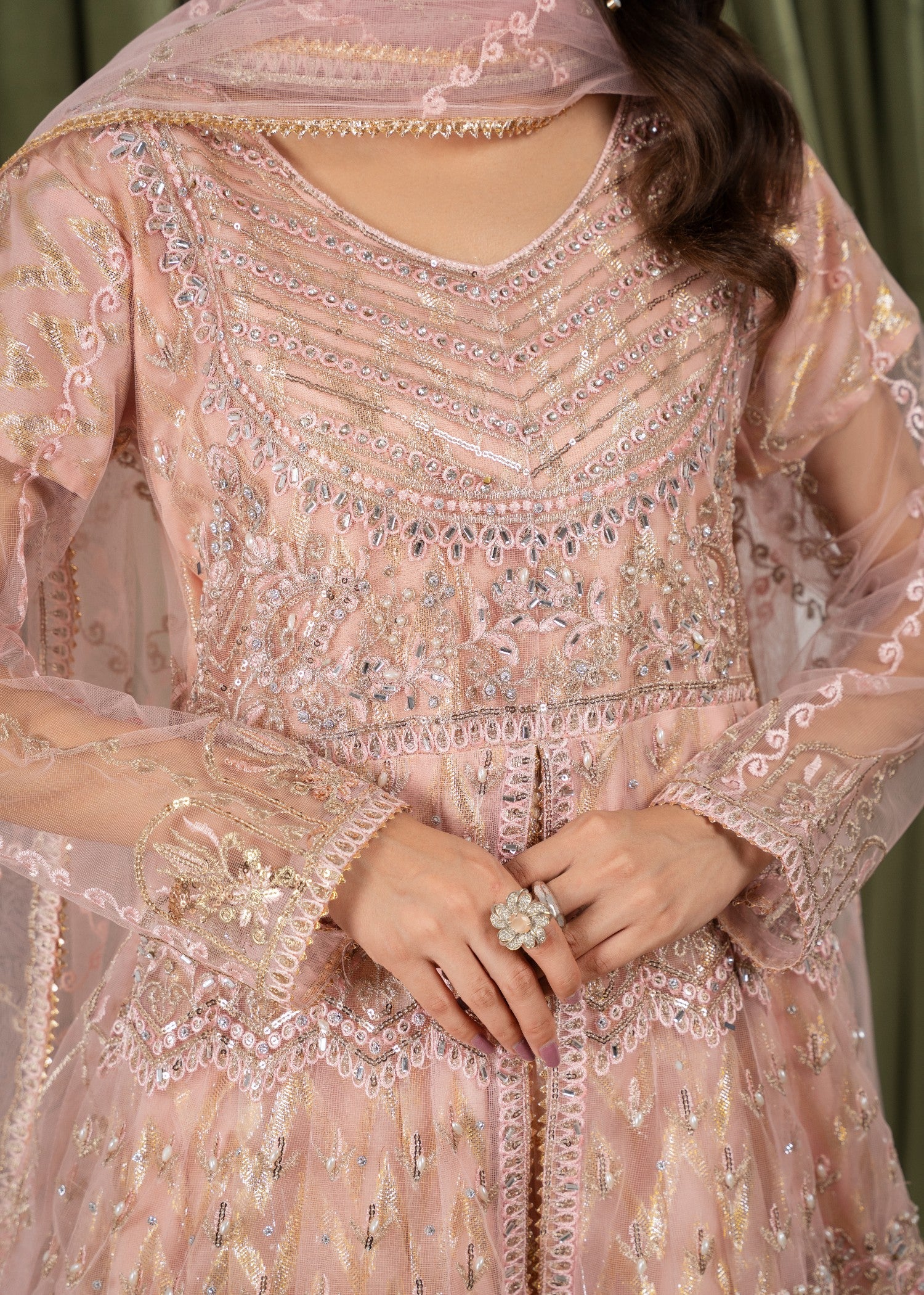 Ayleen Double Frill Peach Maxi