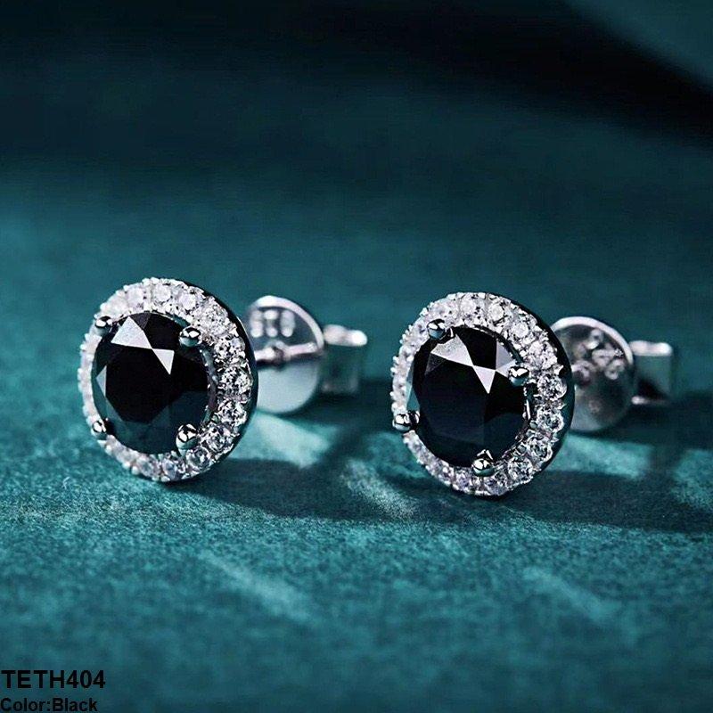 TJ Wholesale-Round Step Ear Tops Pair Black |TETH404