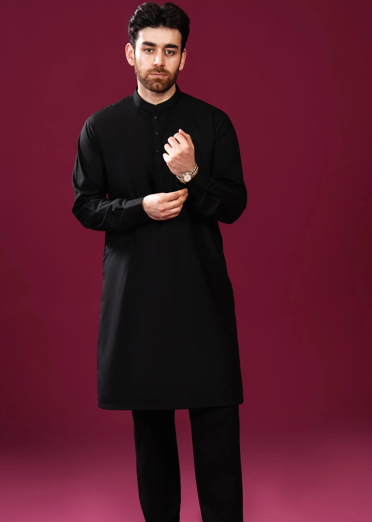 Crow Black Kurta Trouser/Shalwar - Men