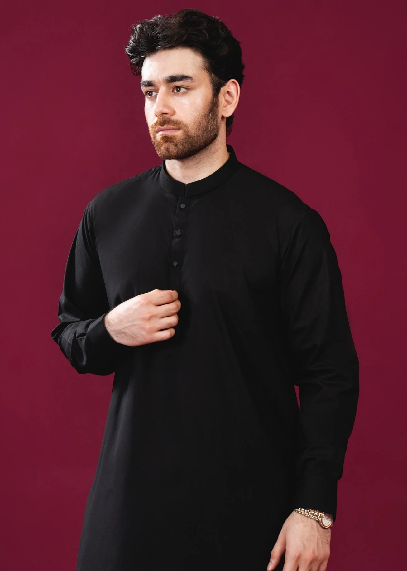 Crow Black Kurta Trouser/Shalwar - Men 5 Crow Black Kurta Trouser/Shalwar - Men