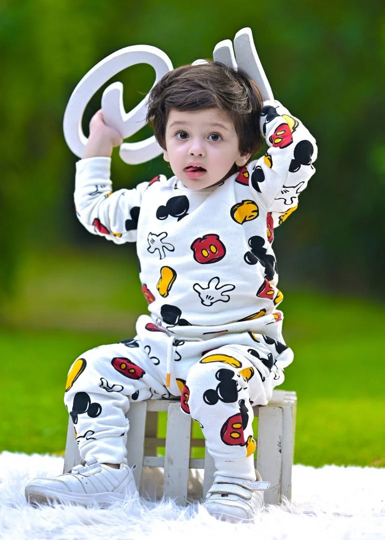 All Over Mickey White Track Suit 3 All Over Mickey White Track Suit