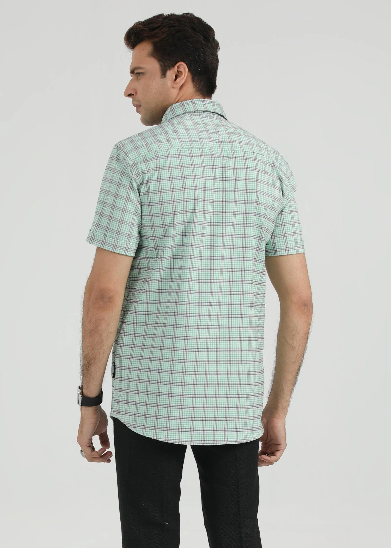 Mint Green Check RABAT Half Sleeve 3953-02