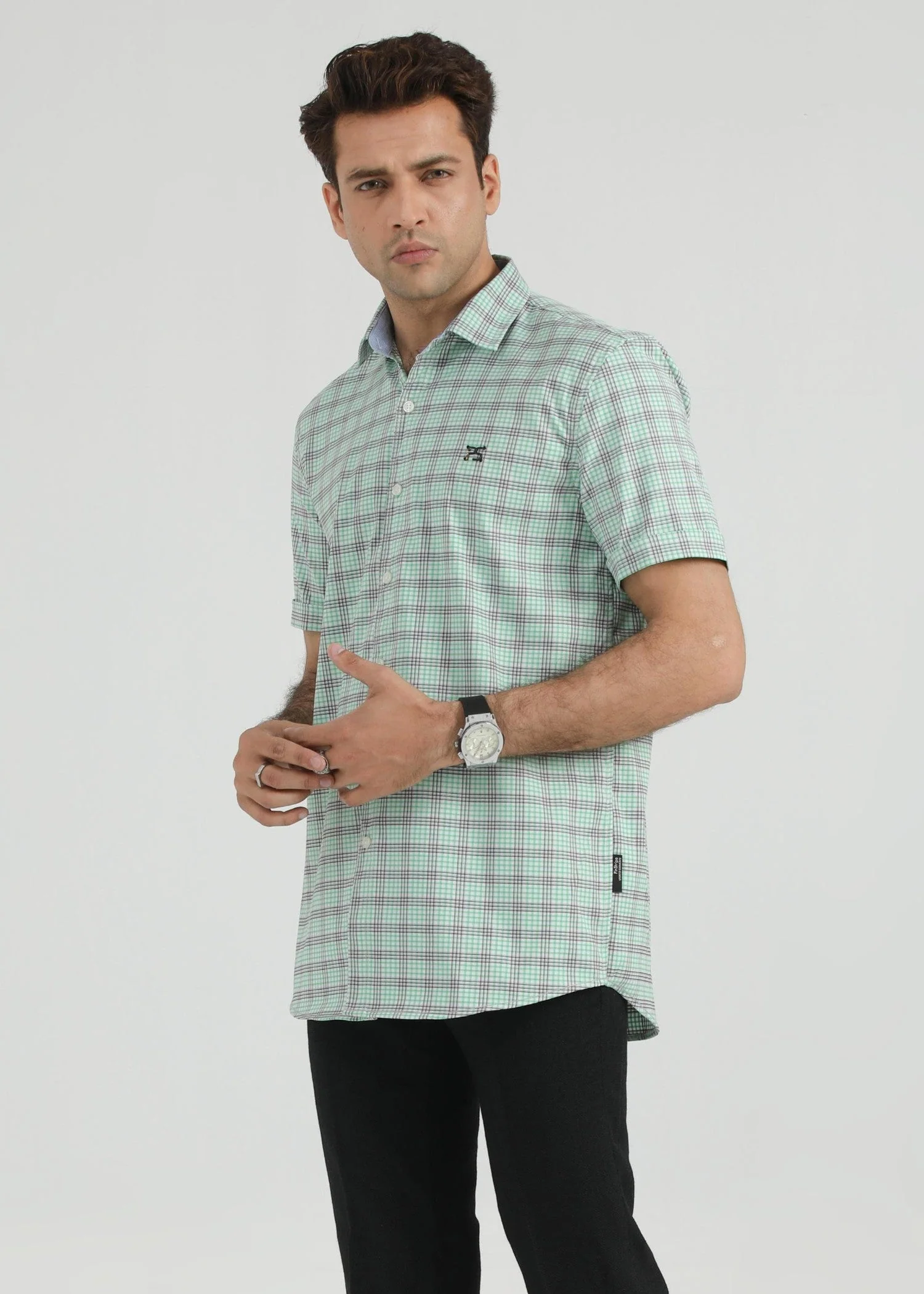 Mint Green Check RABAT Half Sleeve 3953-02