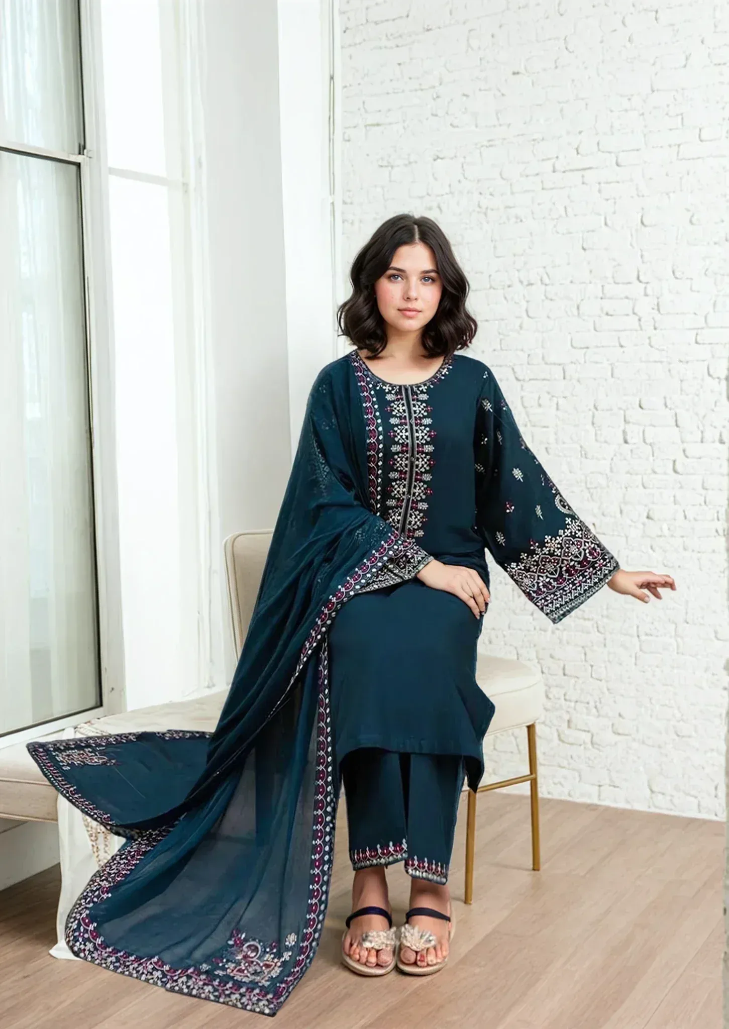Adaab Embroiderd - 3PC