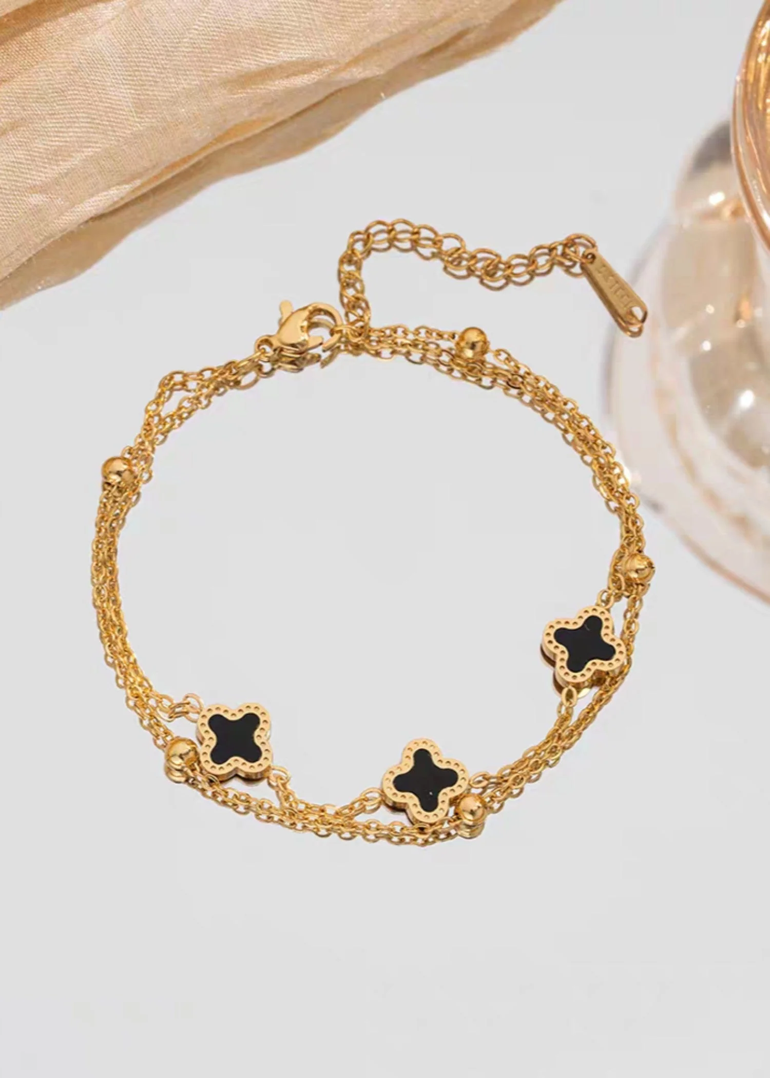 Haigh quality mini clover brecelet double layer beads chain brecelet