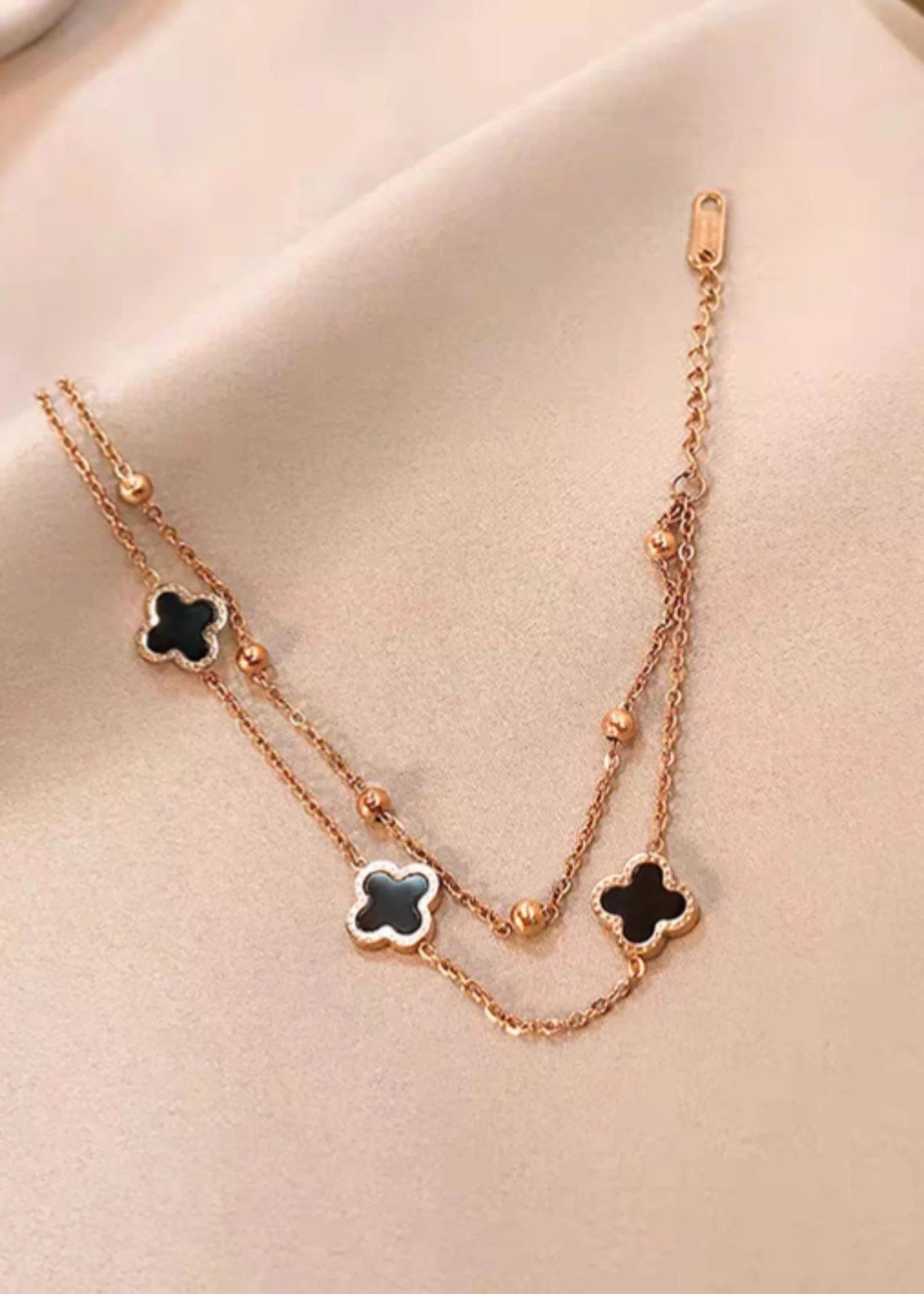 Haigh quality mini clover brecelet double layer beads chain brecelet 4 Haigh quality mini clover brecelet double layer beads chain brecelet