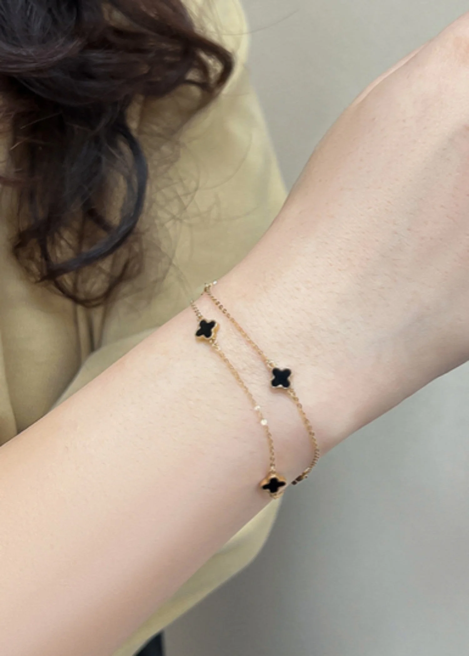 Haigh quality mini clover brecelet double layer beads chain brecelet 5 Haigh quality mini clover brecelet double layer beads chain brecelet