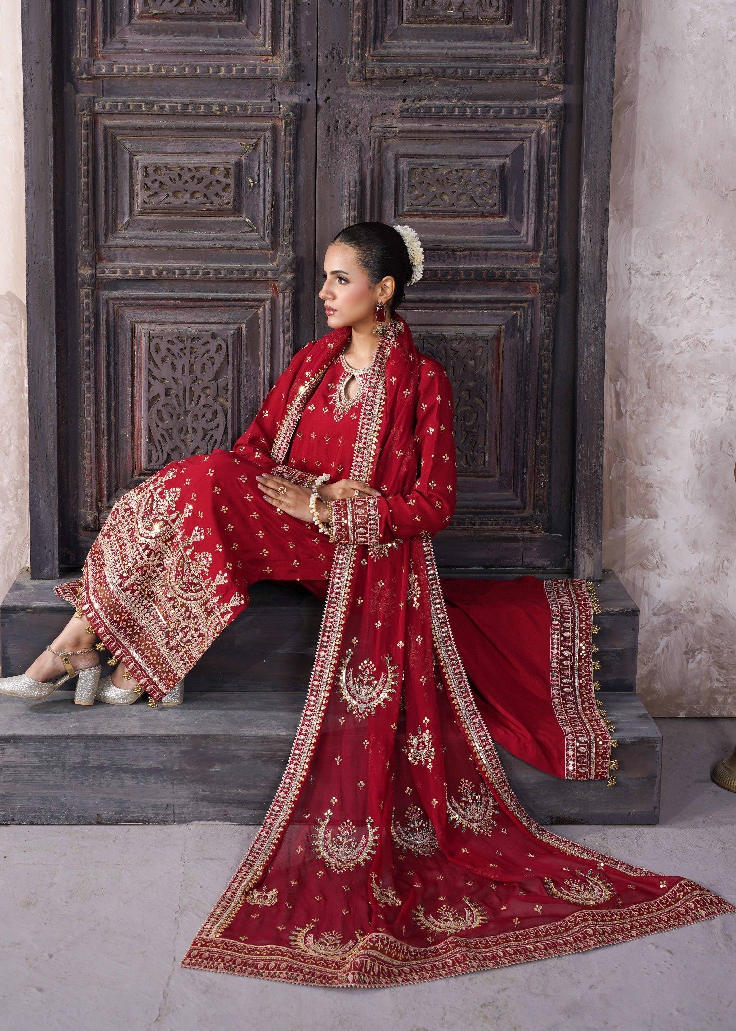 3 Piece Embroided Unstitched -ZC-825-11-Red