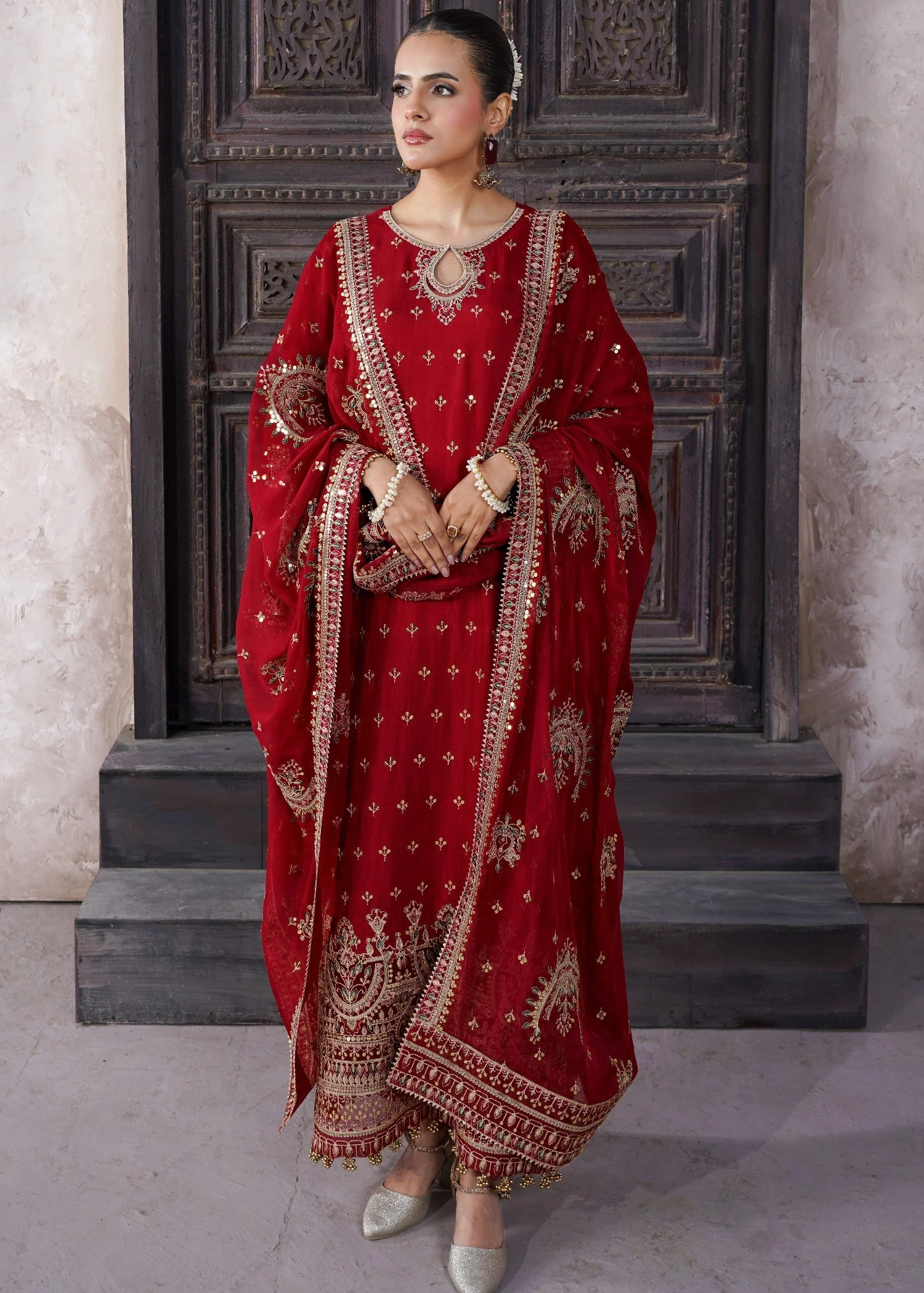 3 Piece Embroided Unstitched -ZC-825-11-Red