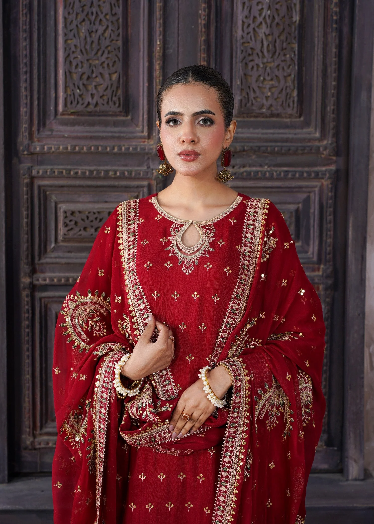 3 Piece Embroided Unstitched -ZC-825-11-Red