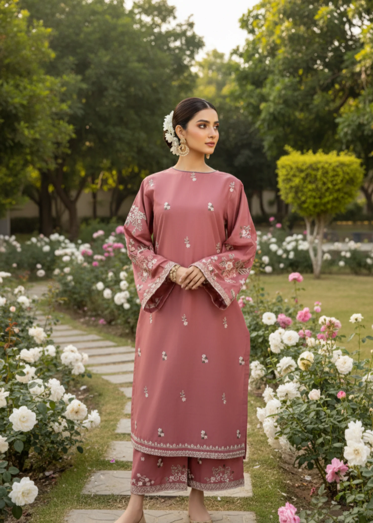 FABEHA EMBROIDERY 2 PIECE DRESS