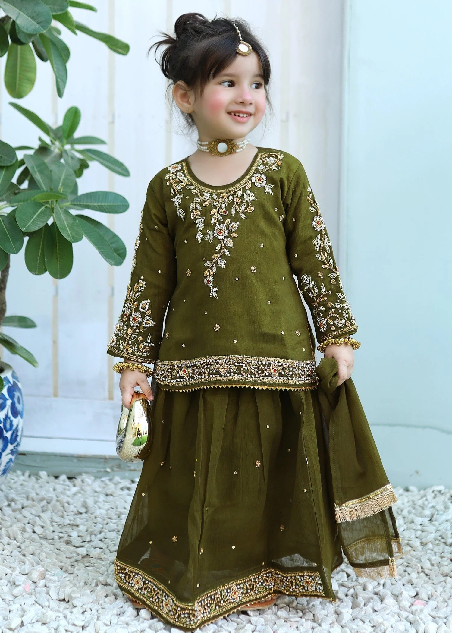 Olive Green Lehenga KL 010