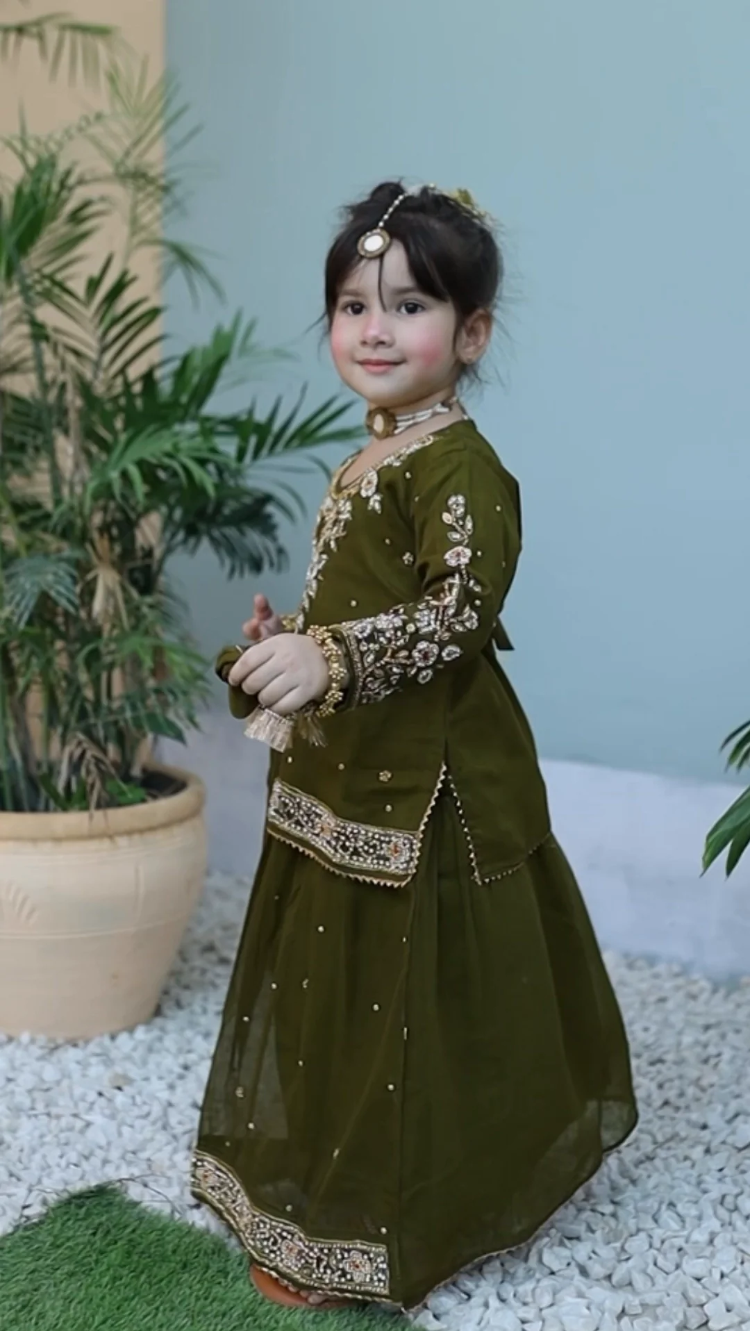 Olive Green Lehenga KL 010
