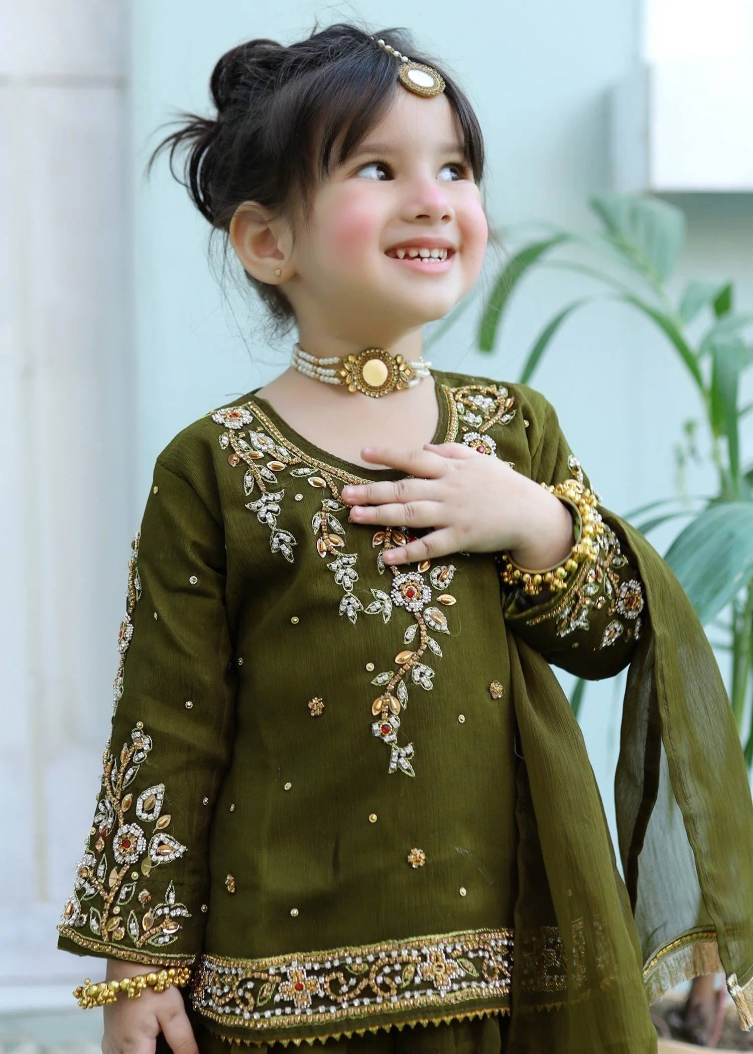 Olive Green Lehenga KL 010 3 Olive Green Lehenga KL 010