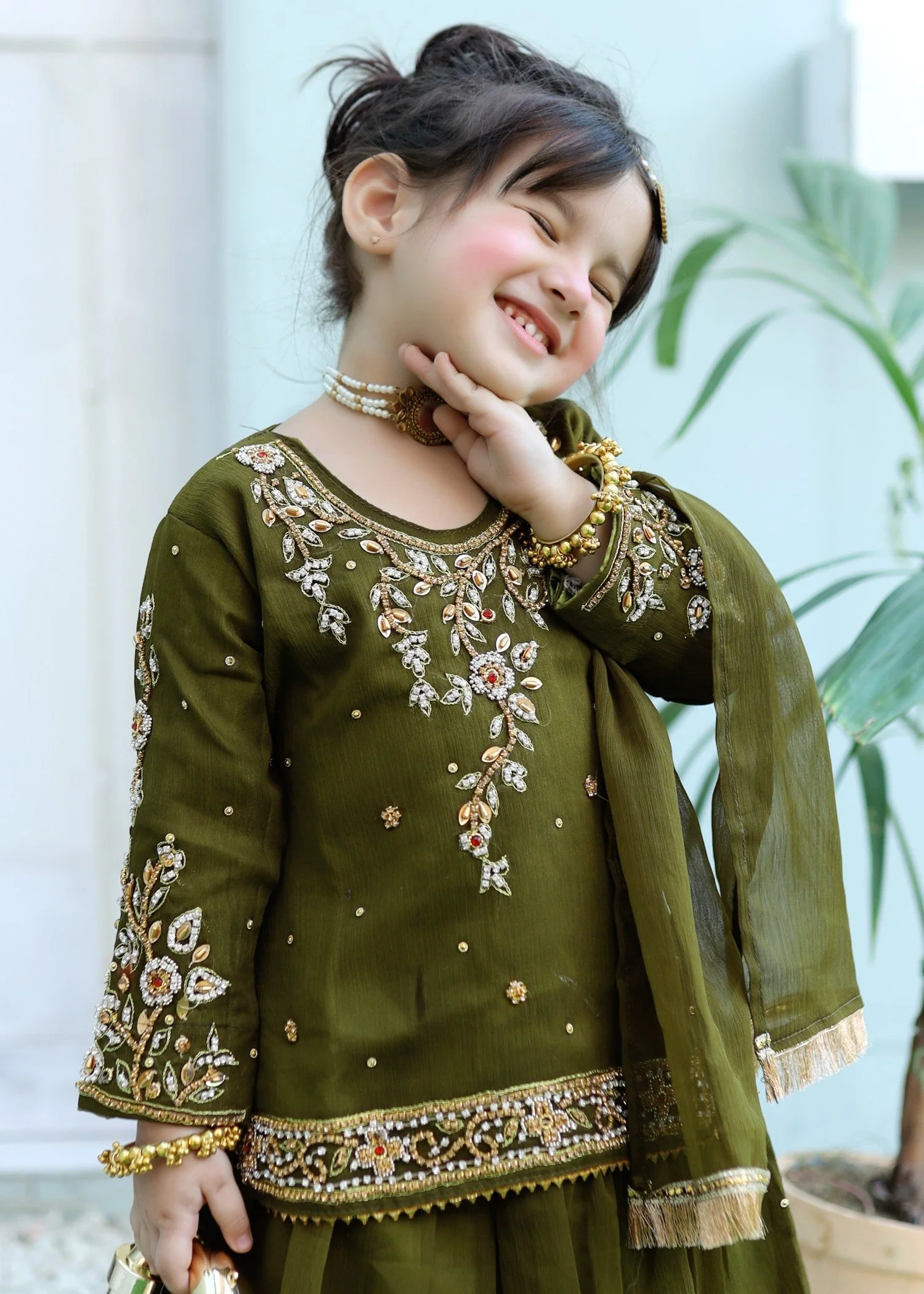 Olive Green Lehenga KL 010 4 Olive Green Lehenga KL 010