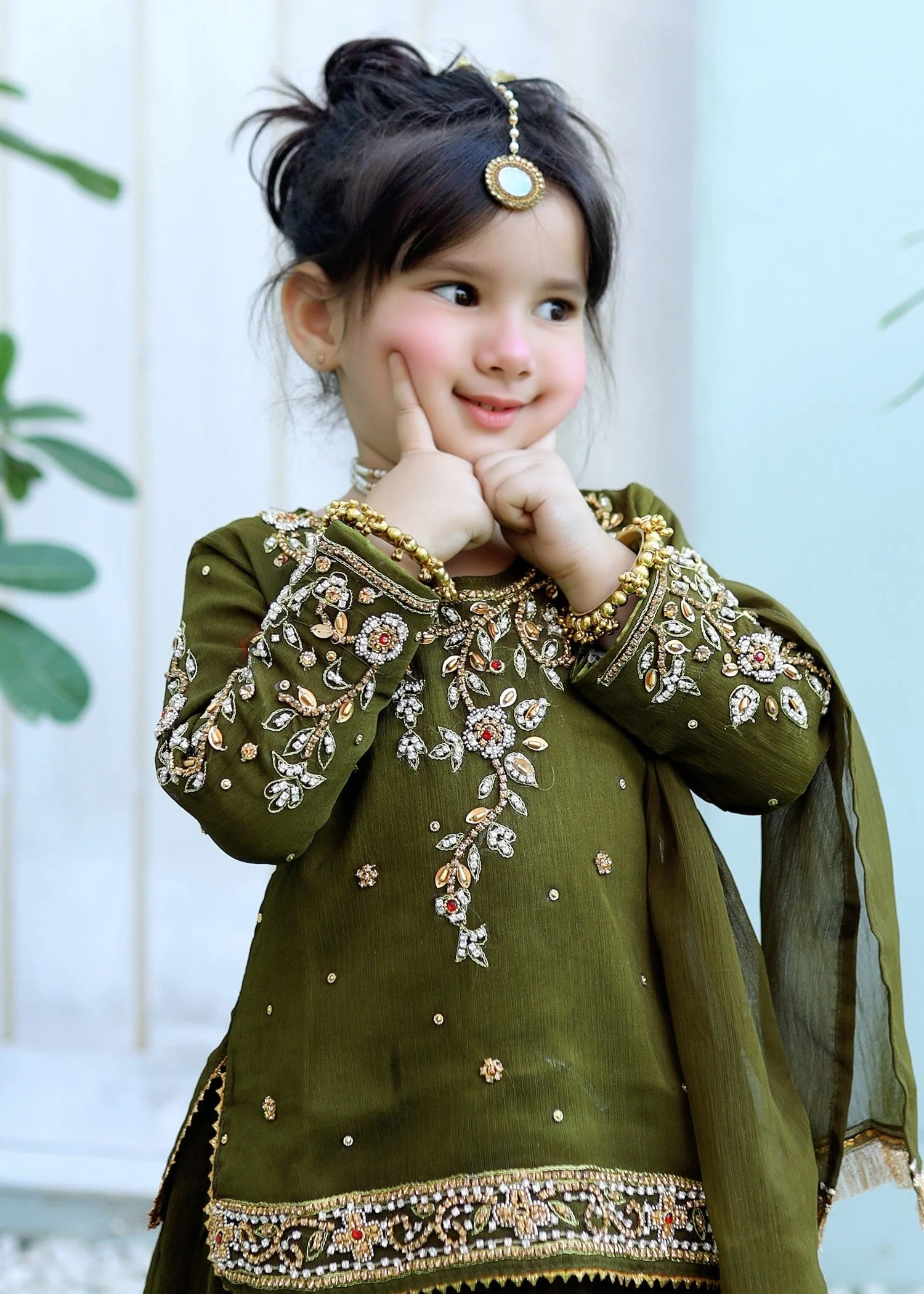 Olive Green Lehenga KL 010 5 Olive Green Lehenga KL 010
