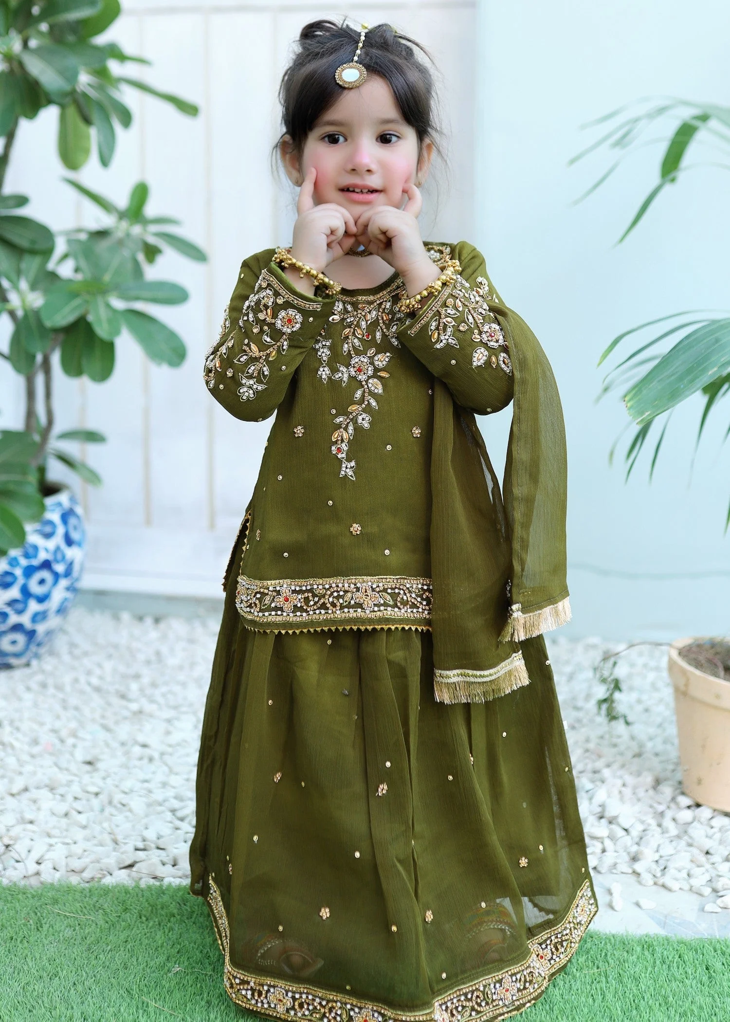 Olive Green Lehenga KL 010 6 Olive Green Lehenga KL 010