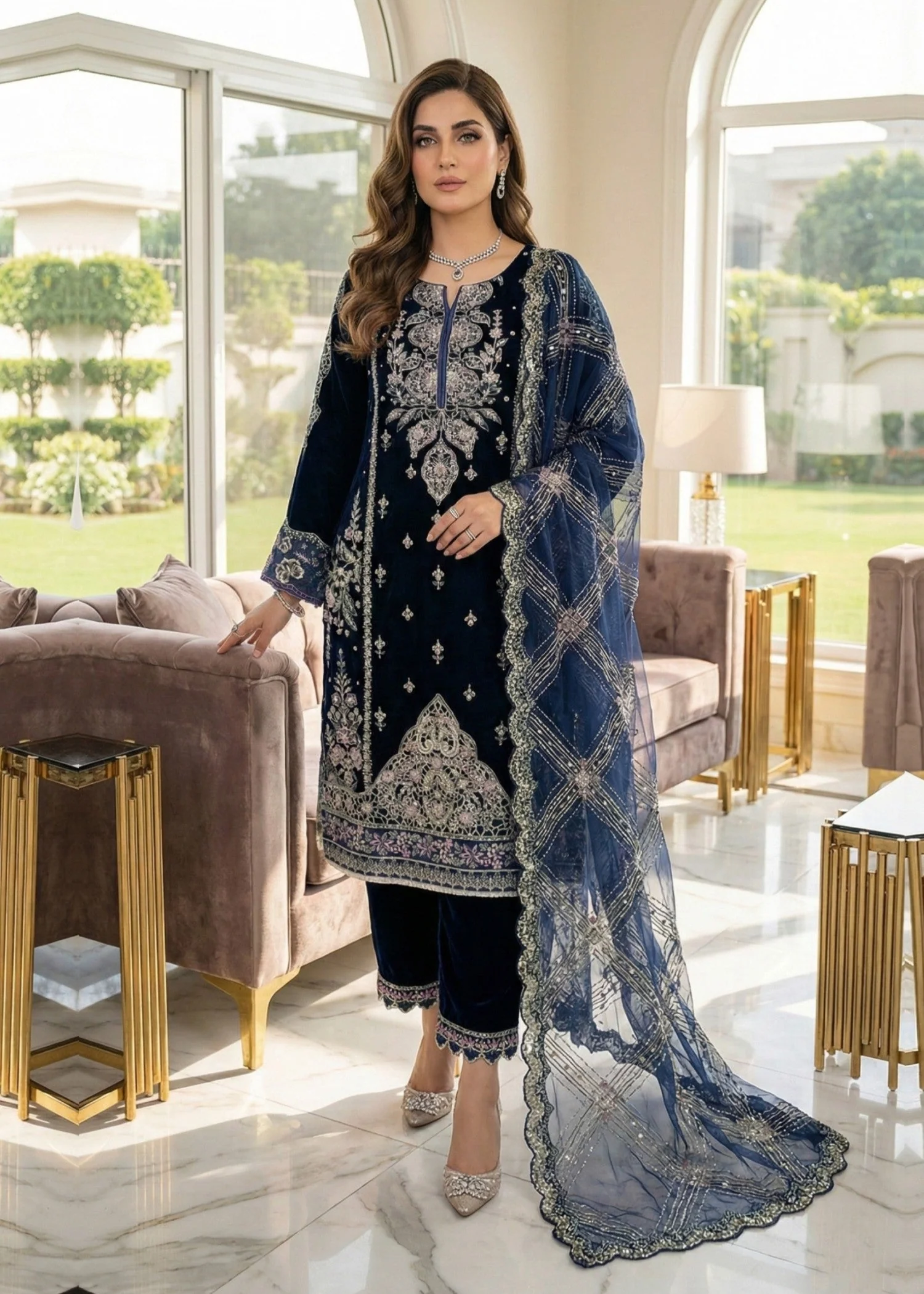 TEHSEEN - V-01 - NAVY BLUE