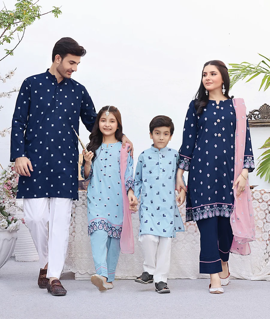 Sky blue emb boys kurta
