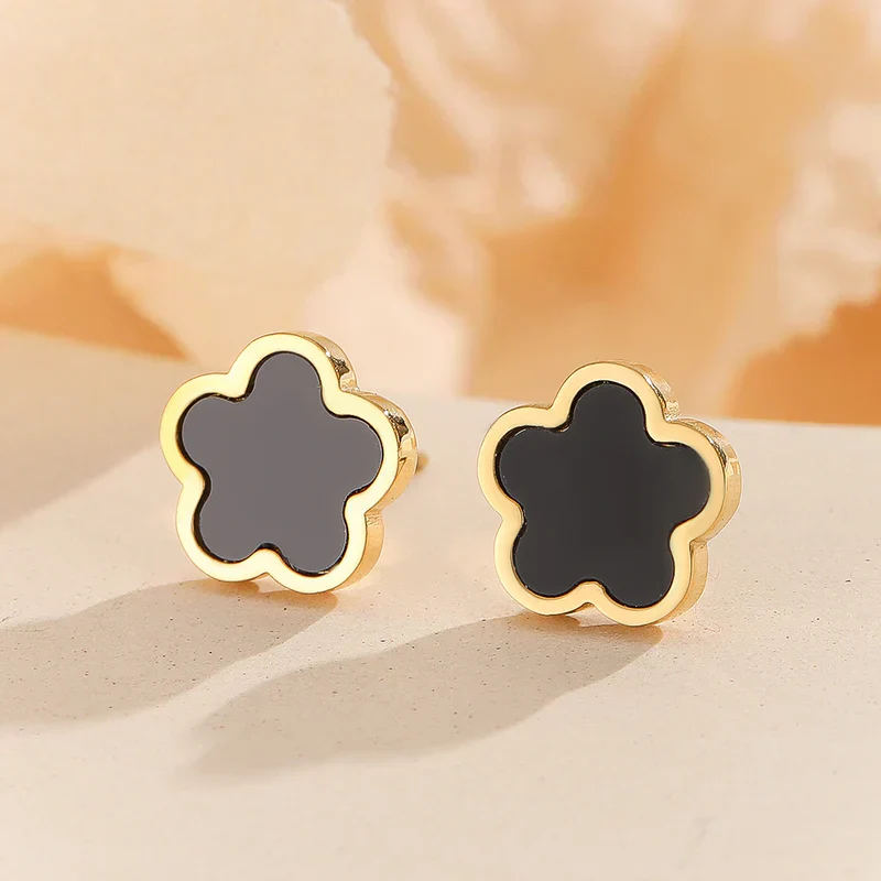 Refined Gold Bloom Gold Coating Black Studs