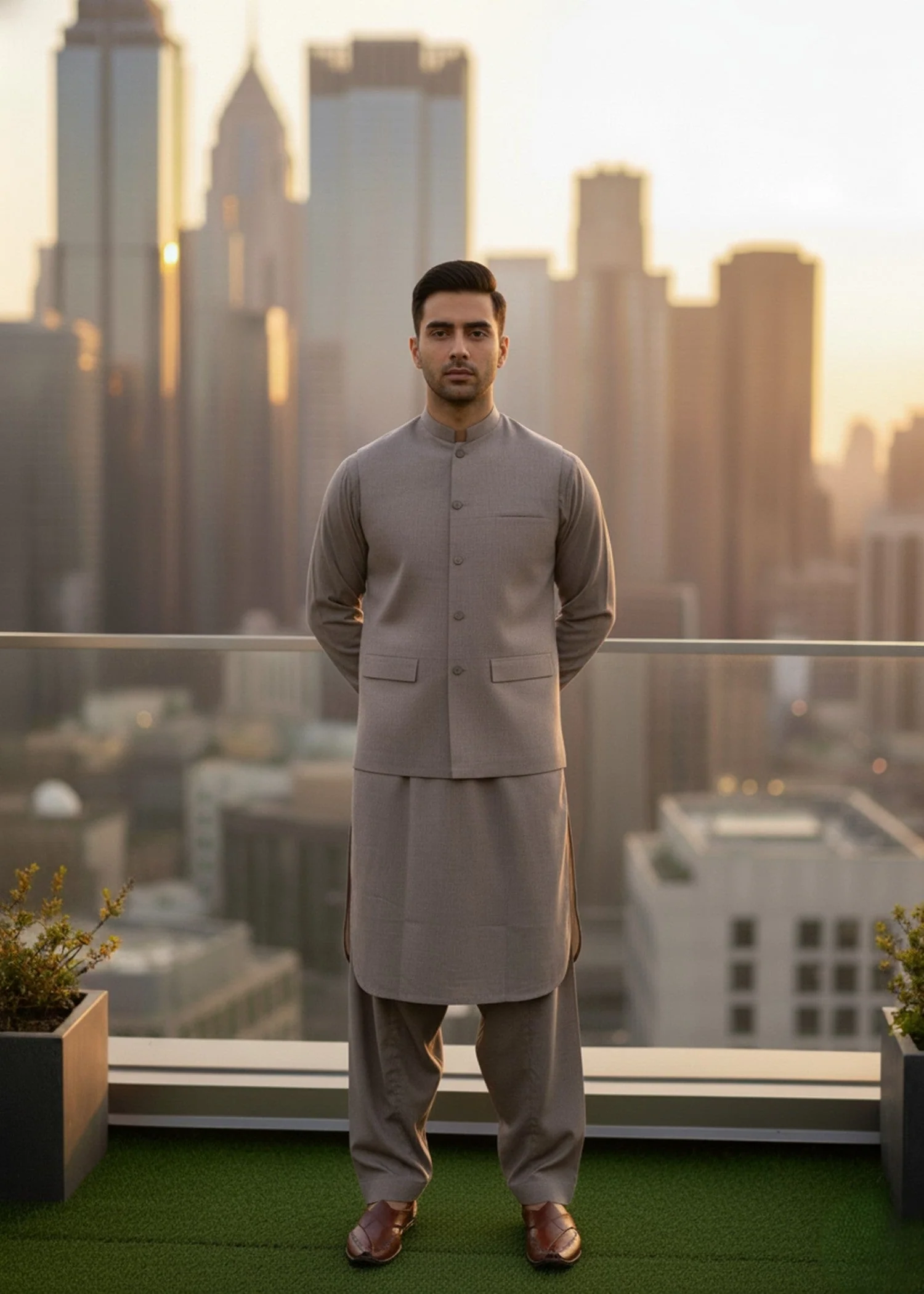 (3 Piece) - Matte Stone Suit