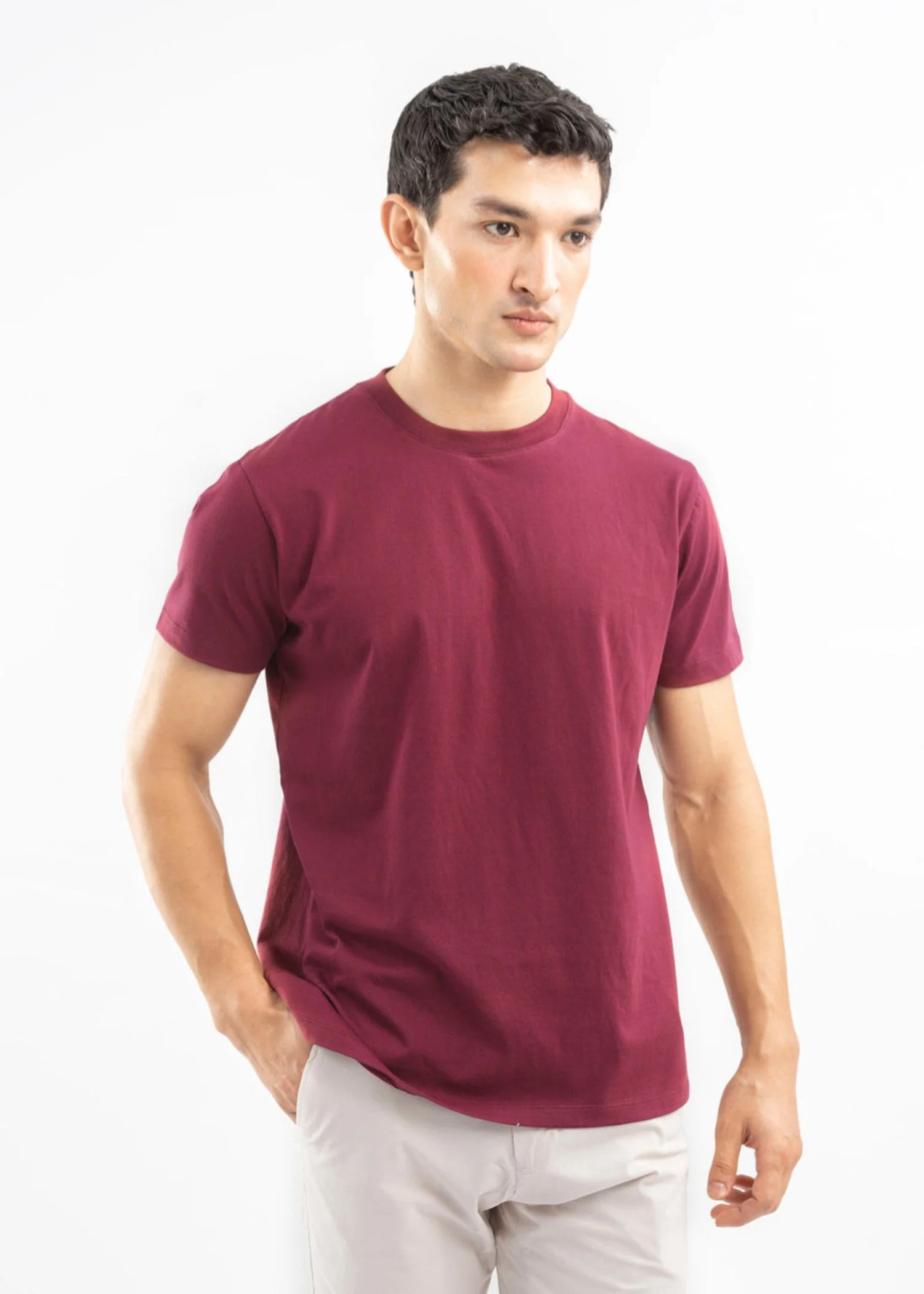 Maroon 100% Cotton Basic Tee