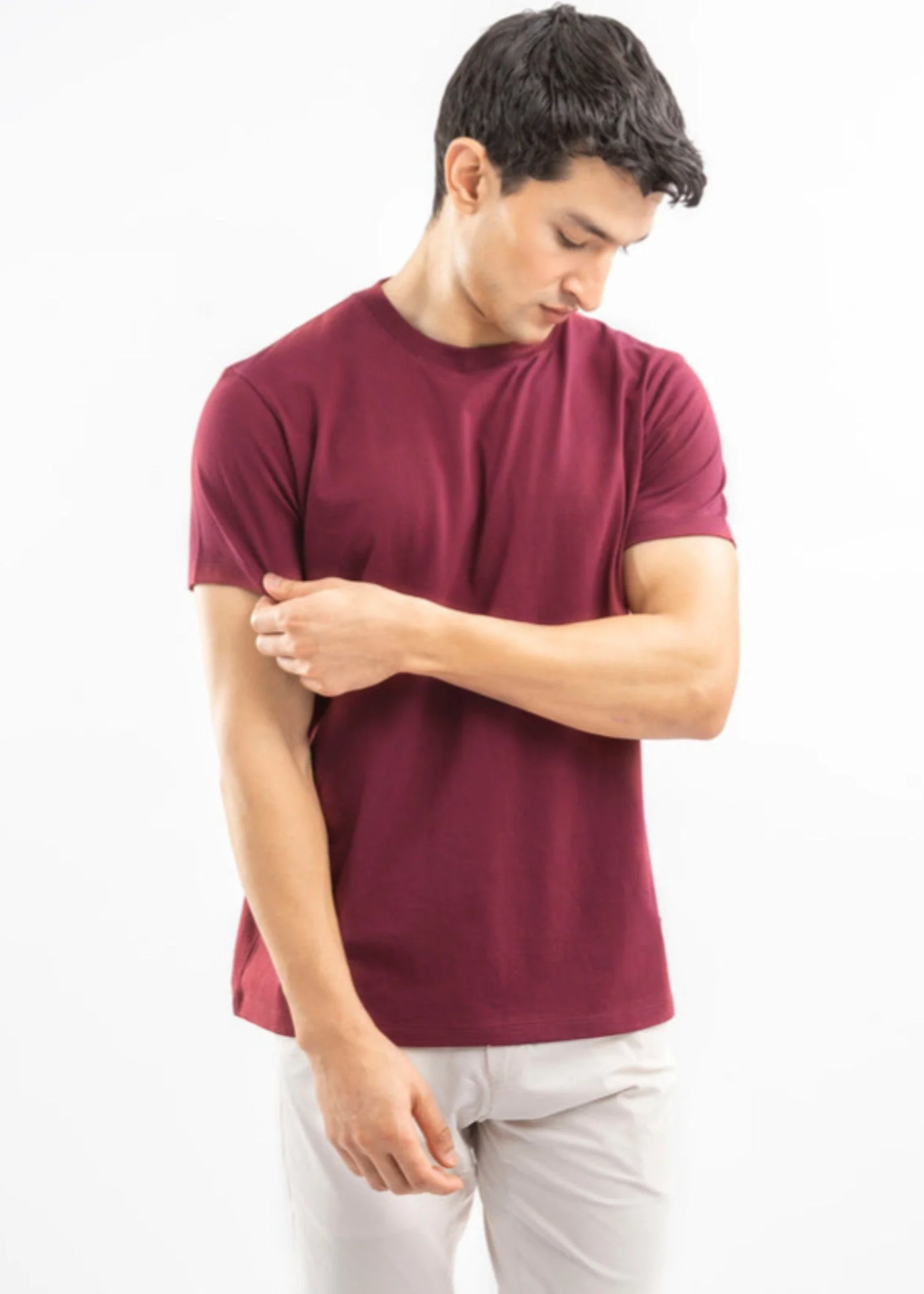 Maroon 100% Cotton Basic Tee
