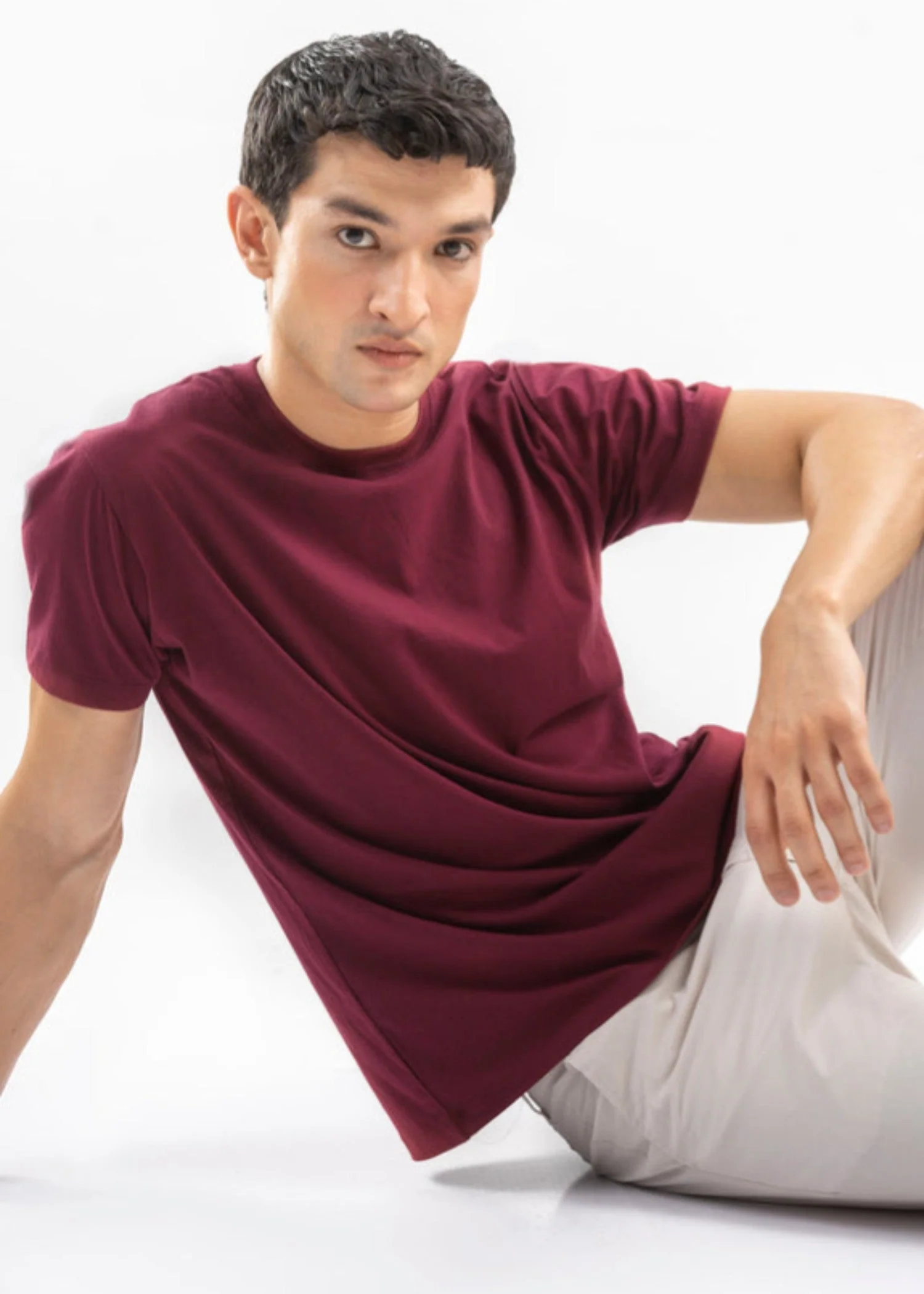 Maroon 100% Cotton Basic Tee
