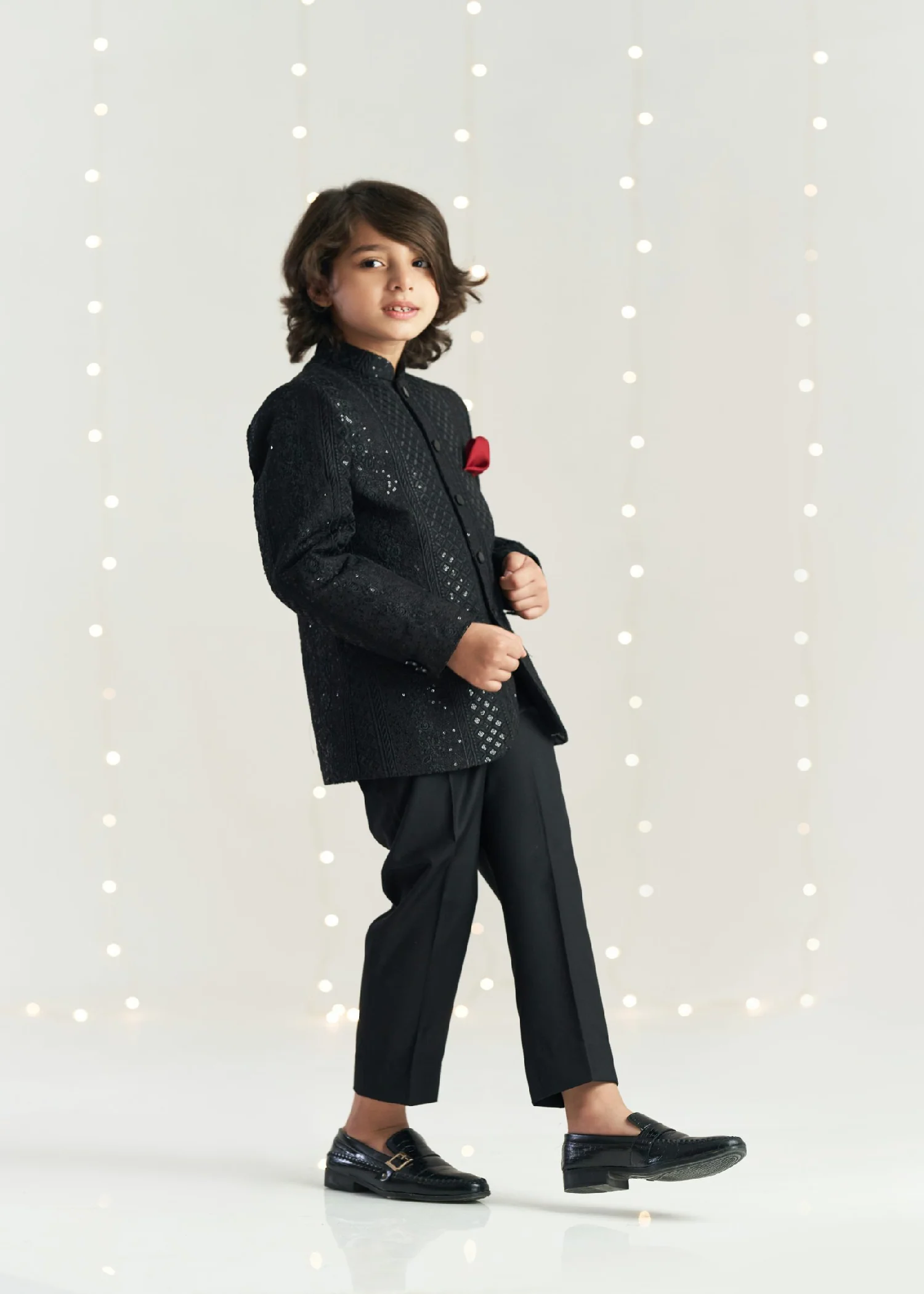 Black Sequence Prince Coat