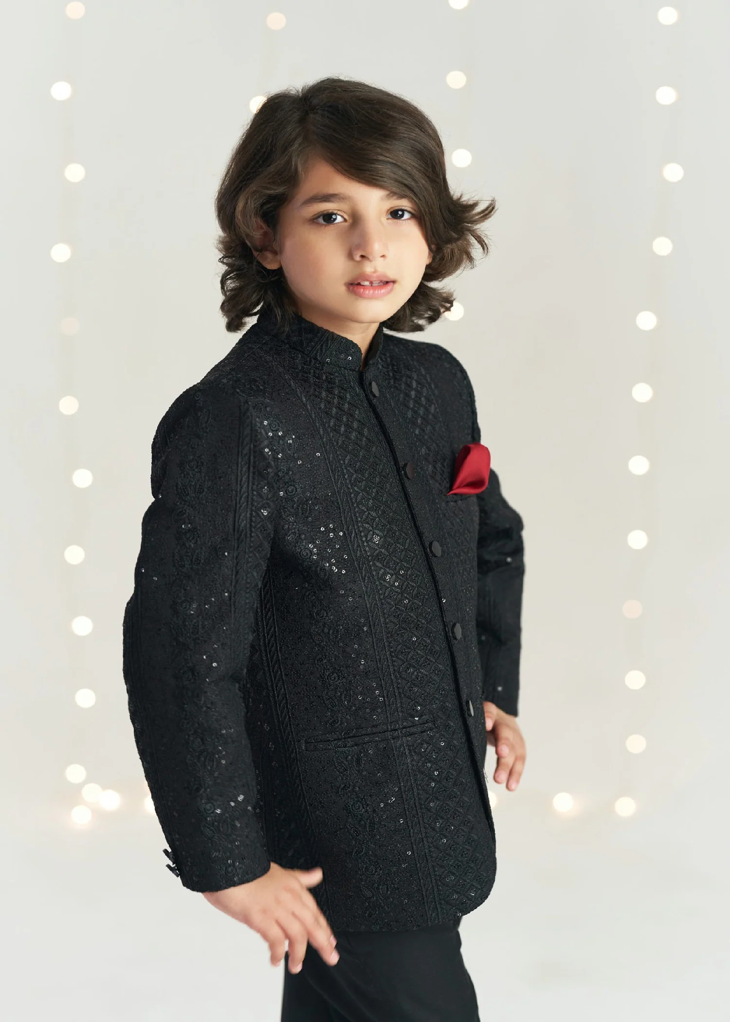 Black Sequence Prince Coat 3 Black Sequence Prince Coat