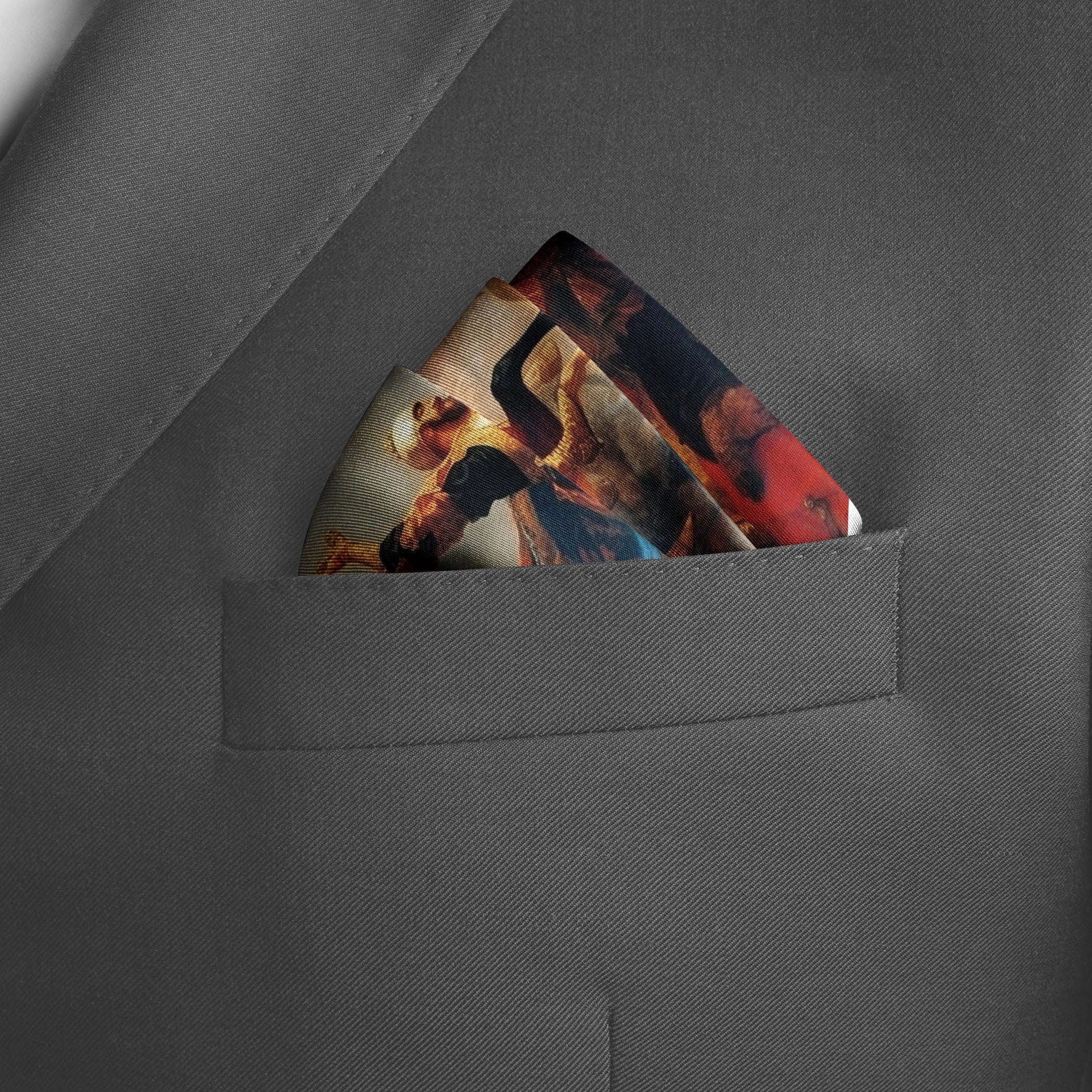 BLACK WOLF - TURKIC ORIGIN SILK POCKET SQUARE