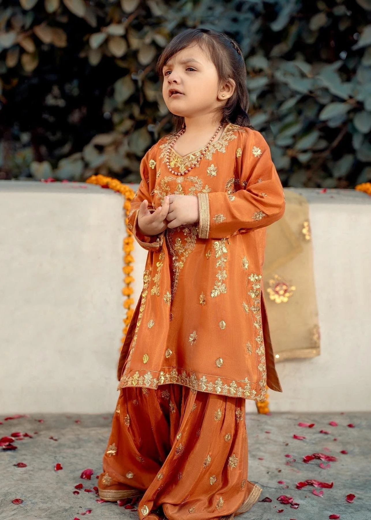 Rust Gharara 3pc kids