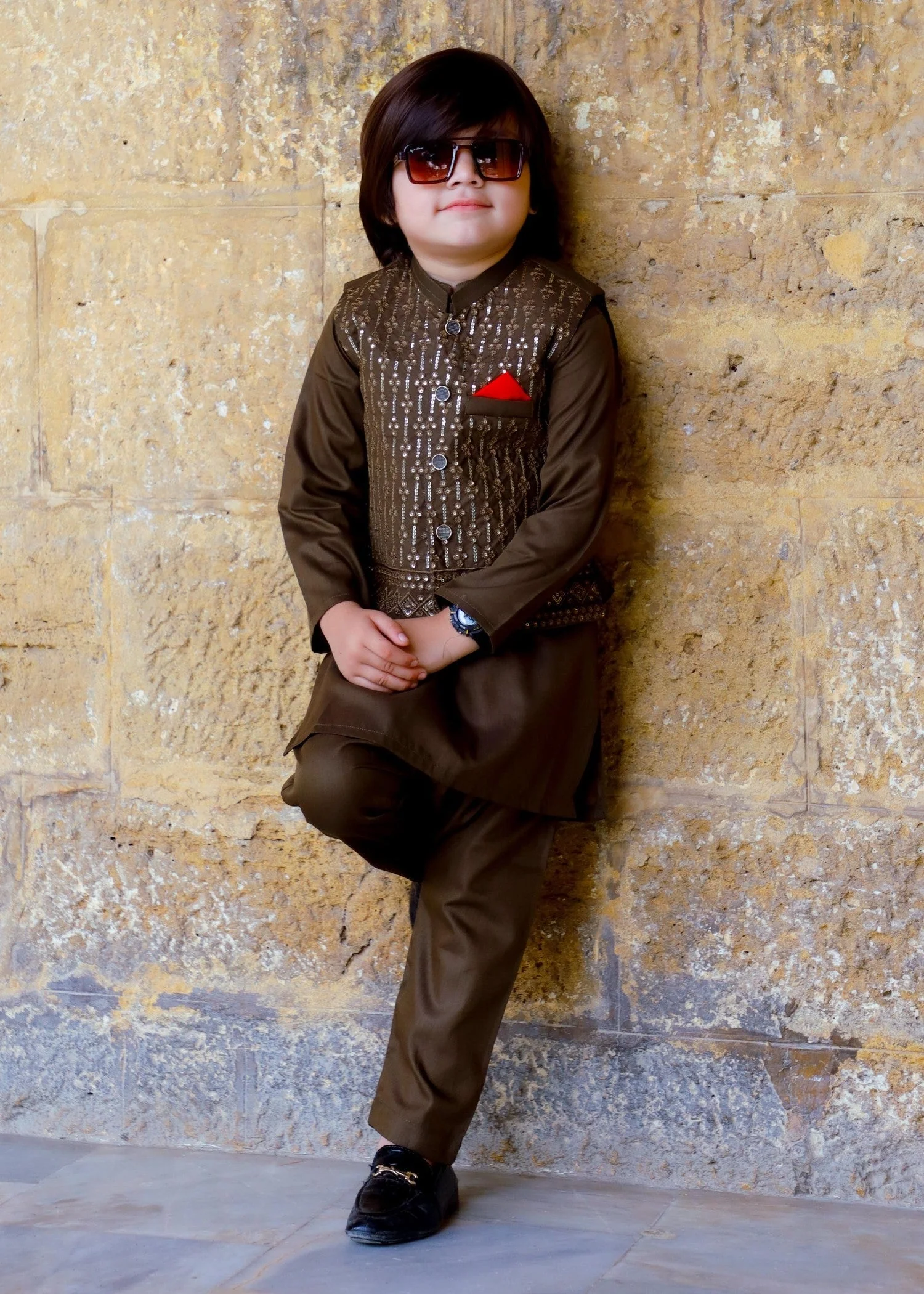 Maple Brown Waistcoat Suit-KC 041