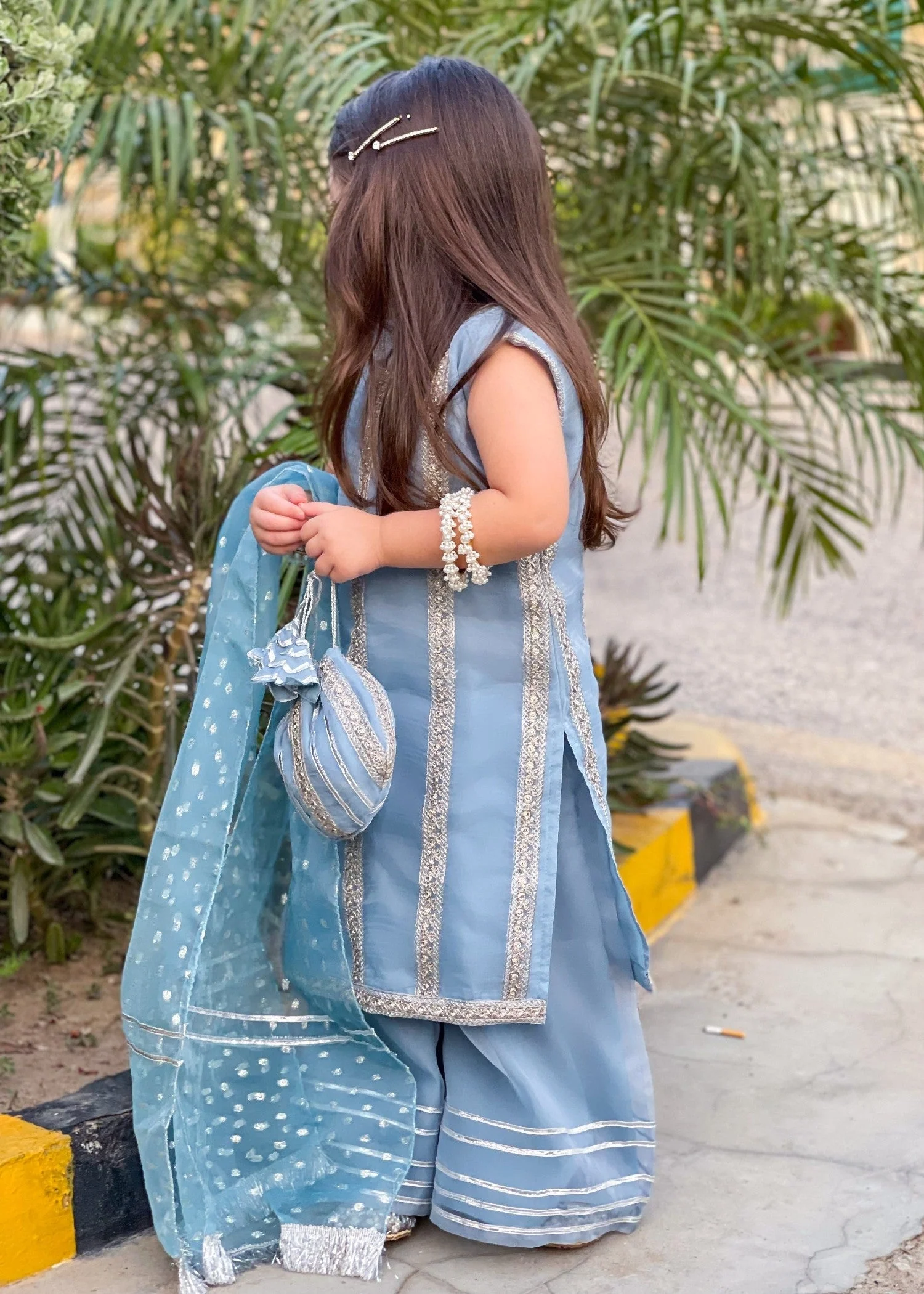 Festive Blue Silver Drape