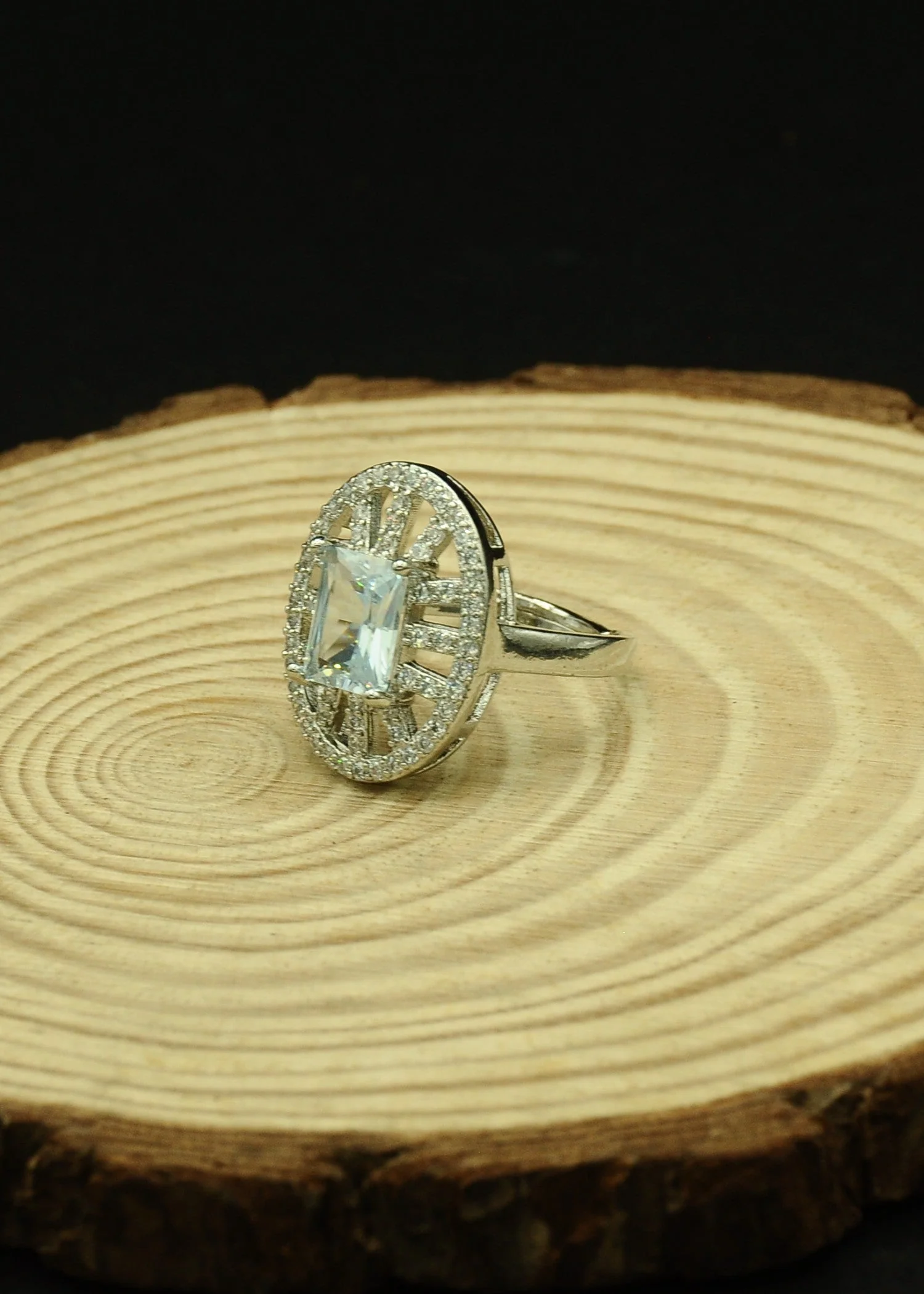 Mr.RJ | White Stone Silver Coated Rings