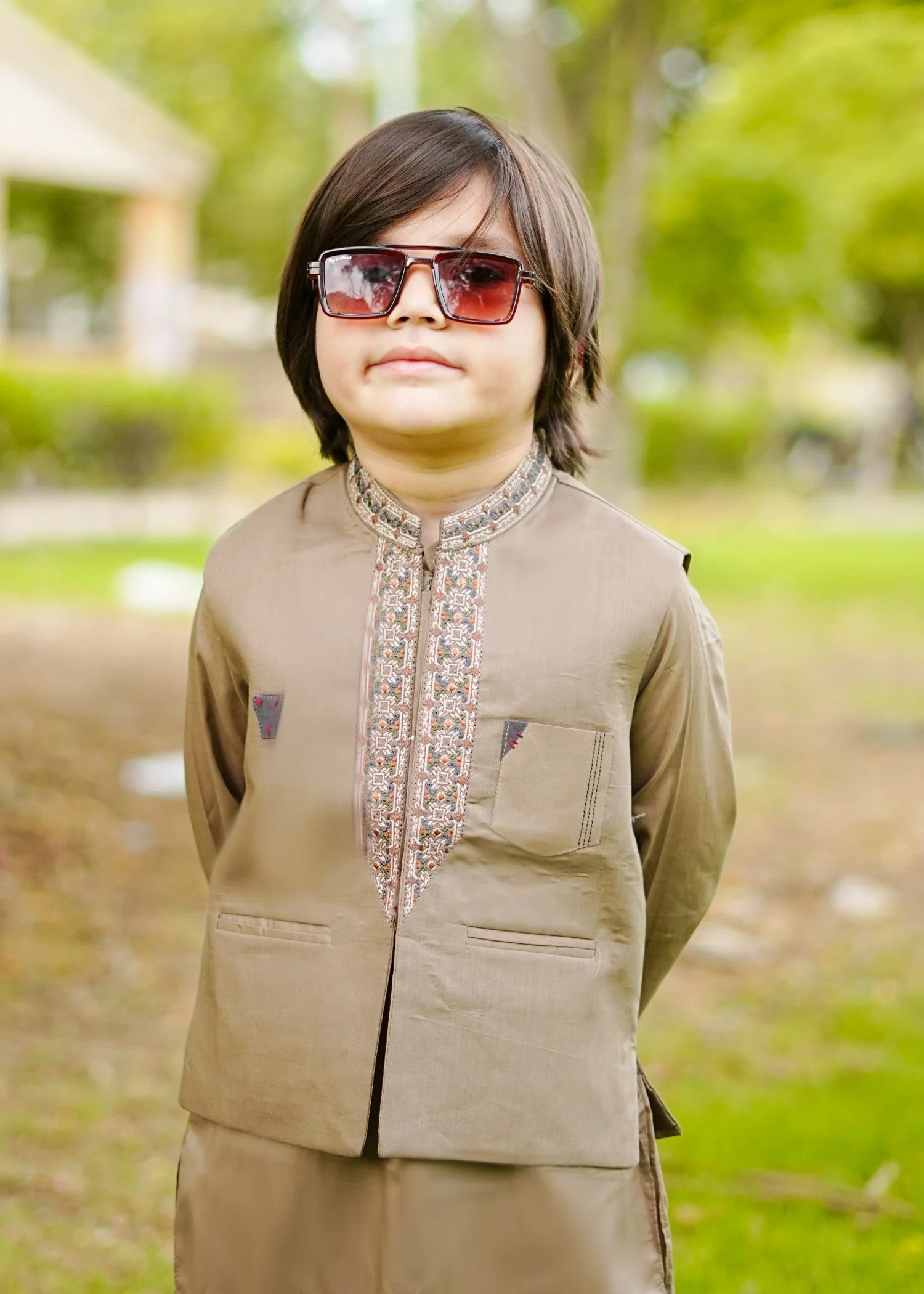 Pine Brown Waistcoat Suit-AHW-004