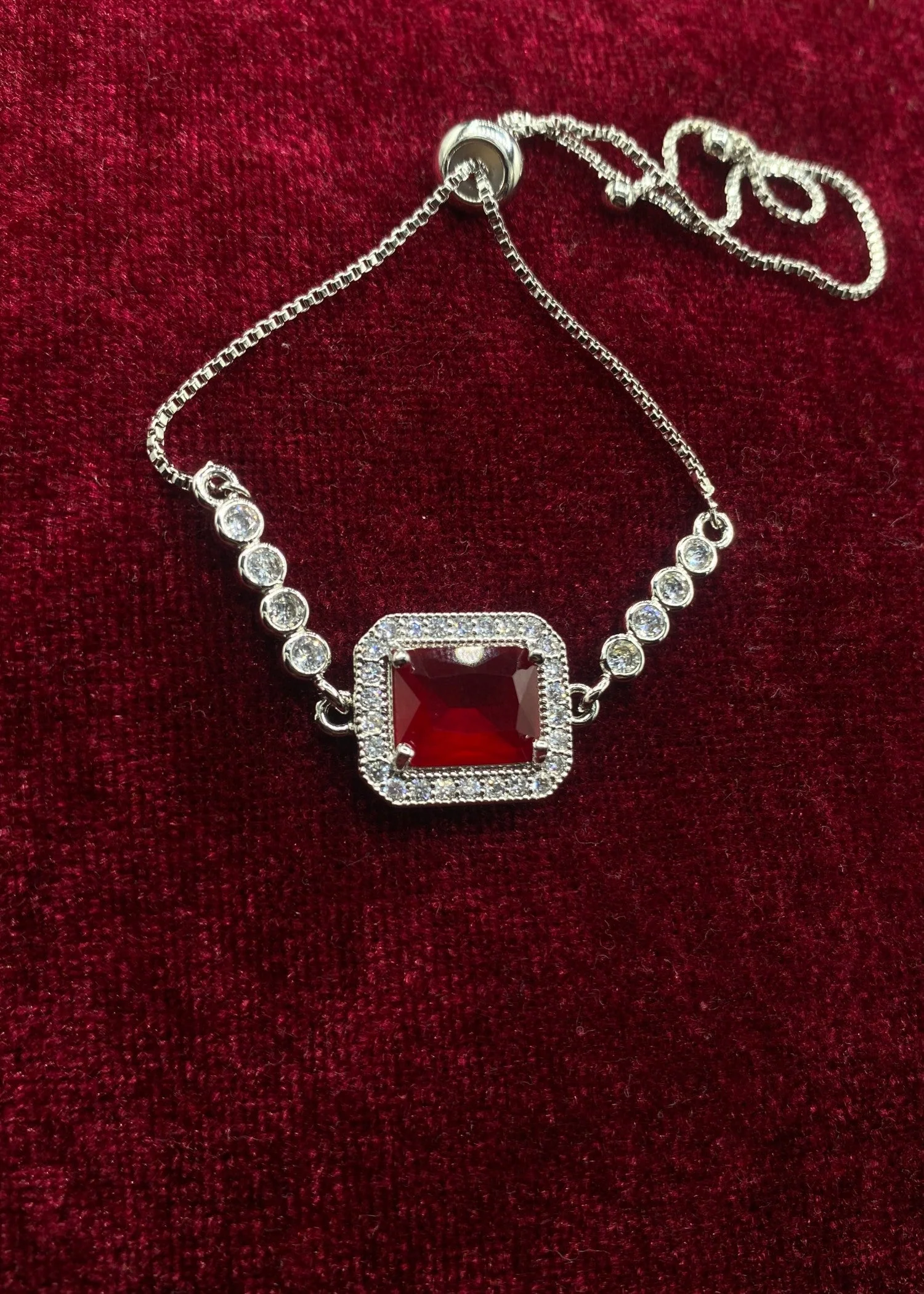 Dastaan | Rubby Stone Silver Plated Bracelet