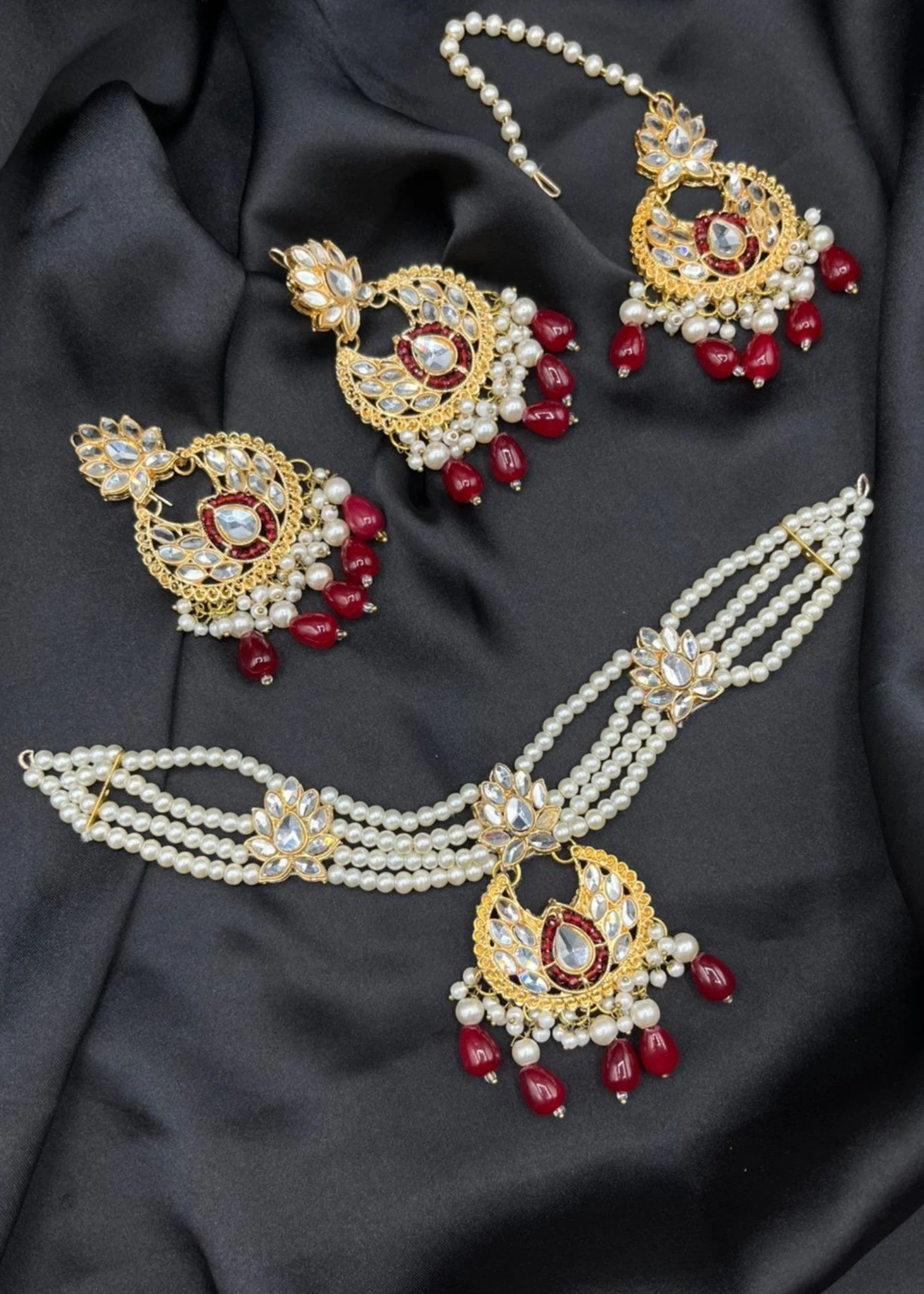 Suhagan Wedding Chokar Set- Maroon