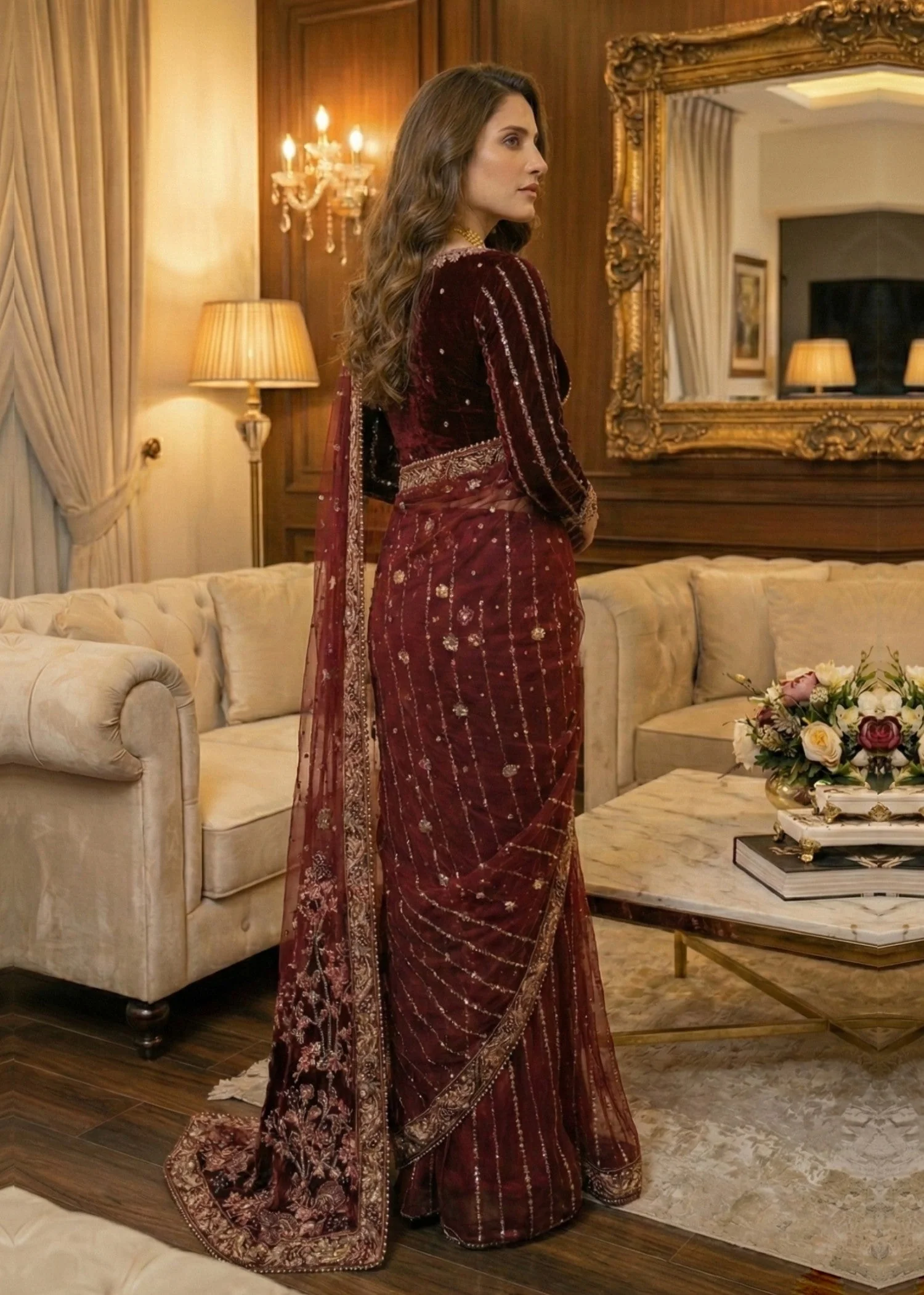 VELVET SAREE - V-03 - PLUM 3 VELVET SAREE - V-03 - PLUM