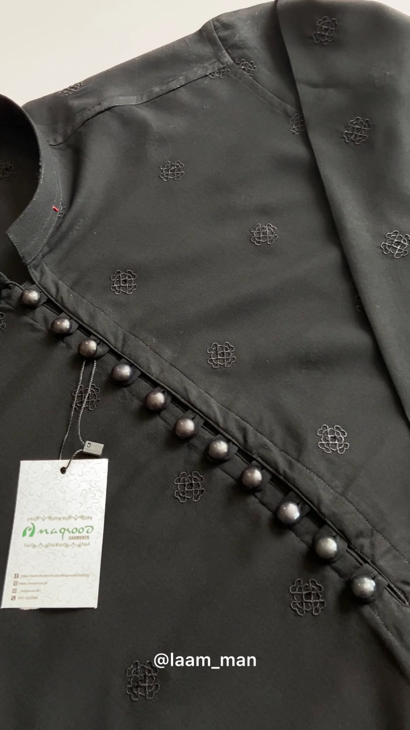 MEN'S JET BLACK CHIKEN KURTA SET
