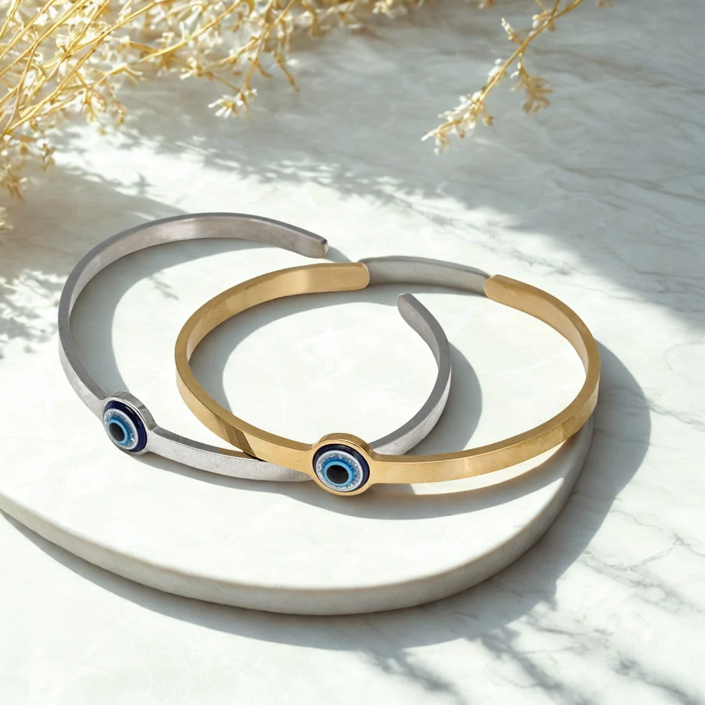 Sleek Turkish Eye Bangle-Waterproof & Resizable.