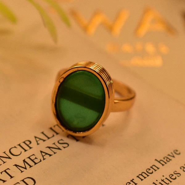 Beautiful Design Gold green Plated Real Stone Ring For Girls/Women
